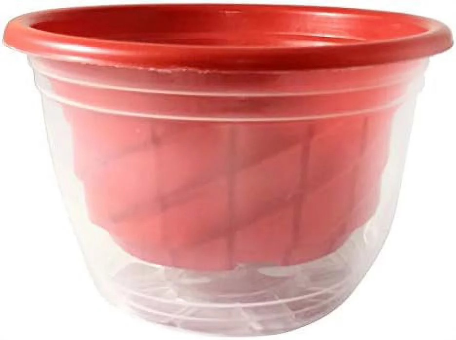 4 Sets Red Color Self Watering Planter Modern Flower Pot, Open Diameter 6.1 Inch For All Indoor Golden Devil's Ivy, African Violet, Ocean Spider Plant, Orchid, Flowers, Herbs, Succulents