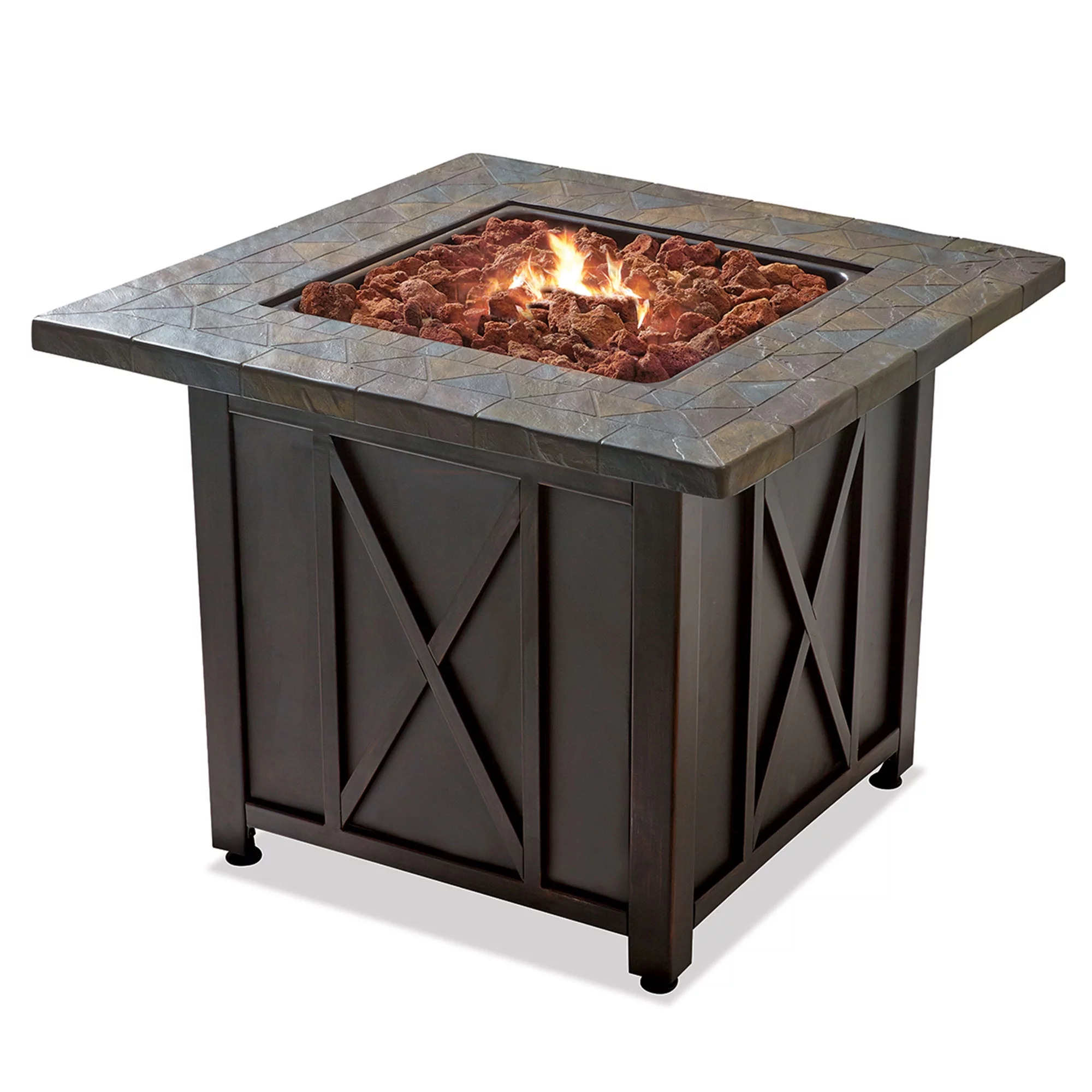 Open Box Blue Rhino Endless Summer Outdoor Propane Lava Rock Fire Pit, Black