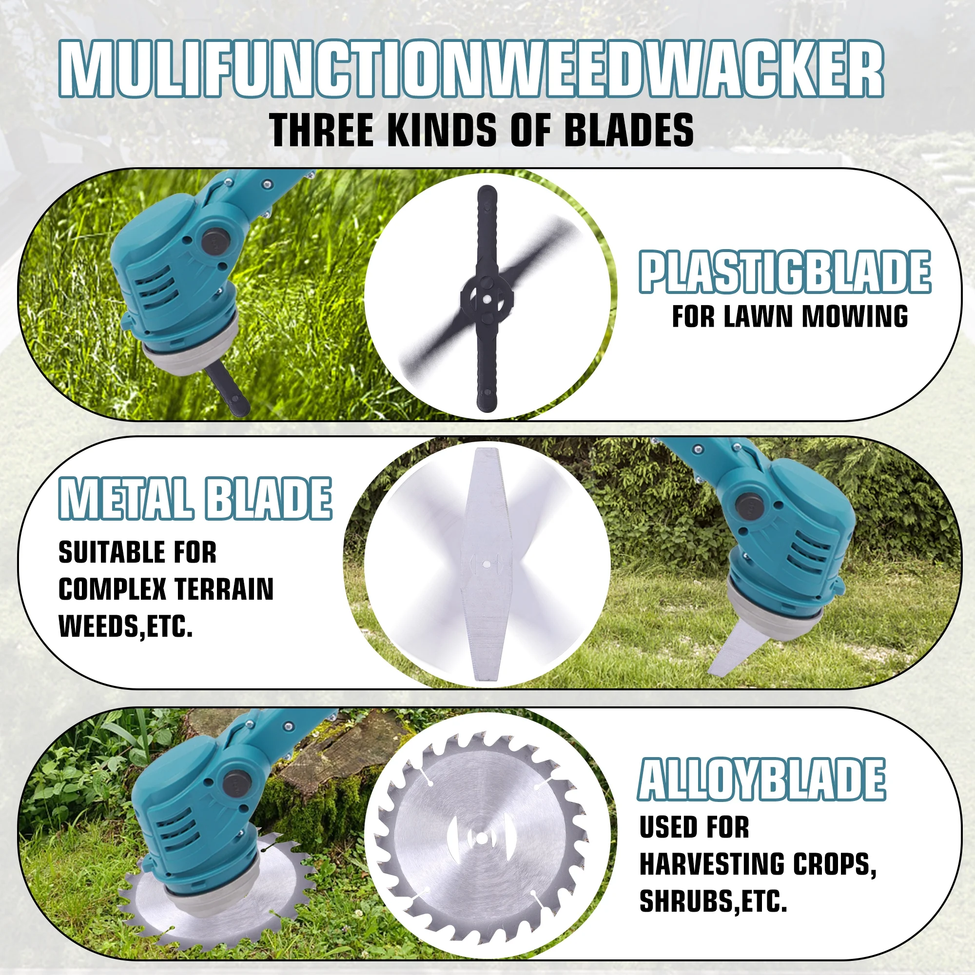 Cordless Lawn Trimmer Weed Wacker 24V Grass Trimmer Lawn Edger Garden