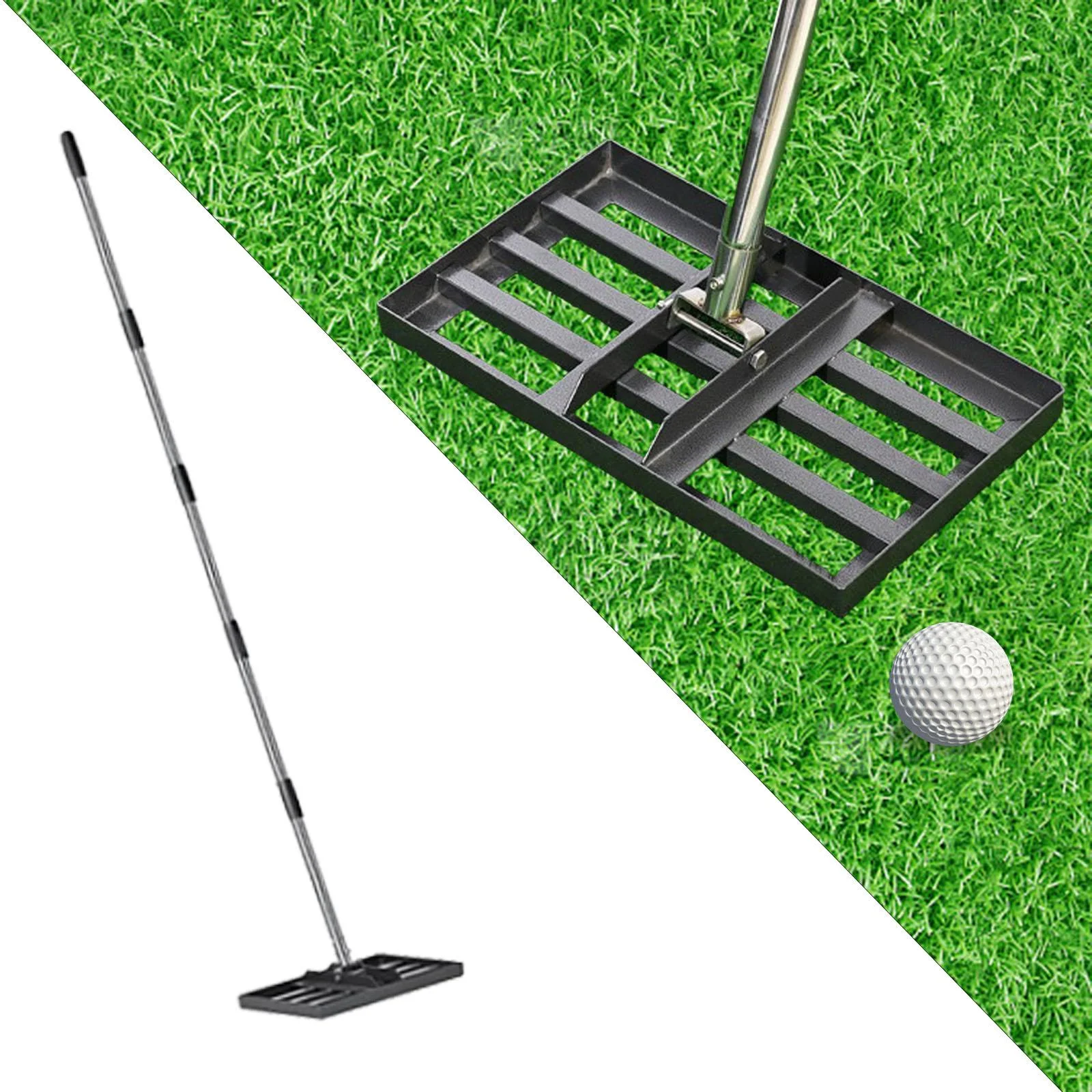 oshhnii Lawn Leveling Rake Extended Grip Lawn Leveling Tool Landscape Rake for Yard Golf 5 Section Short Rod