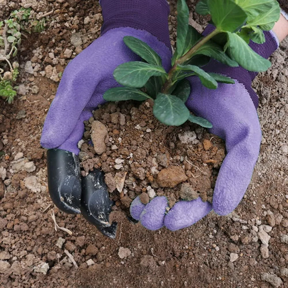 Garden Gloves with Claws Claw Gardening Gloves for Digging,Planting, Weeding, Seeding Waterproof for Men and Women, Purple