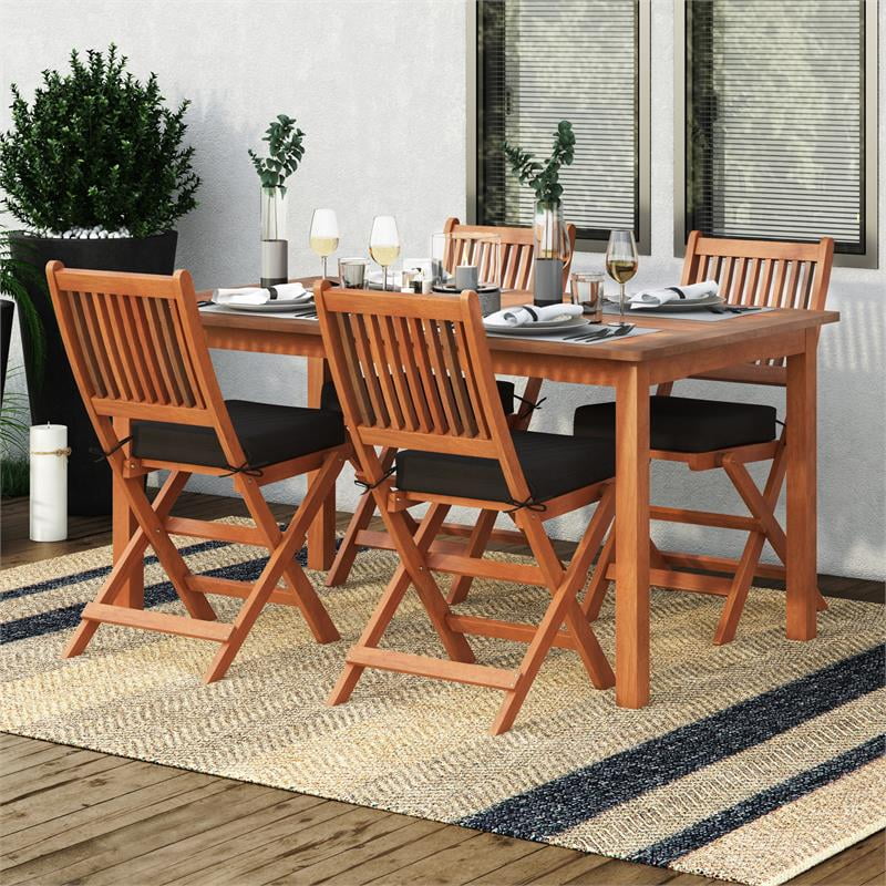 Afuera Living 5 Piece Hard Wood Outdoor Dining Set in Natural
