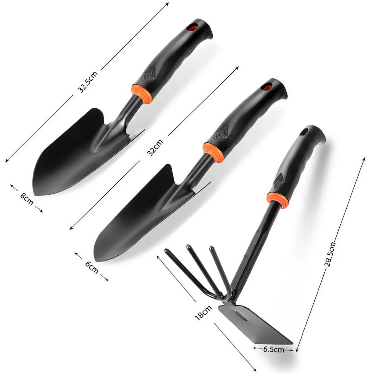 New Gardening Shovel Planting Tools Aluminum Alloy Flower Shovel Spade Shovel Digging Soil Loosening Vegetable Planting Tools Three-Piece Set Wear-Resistant