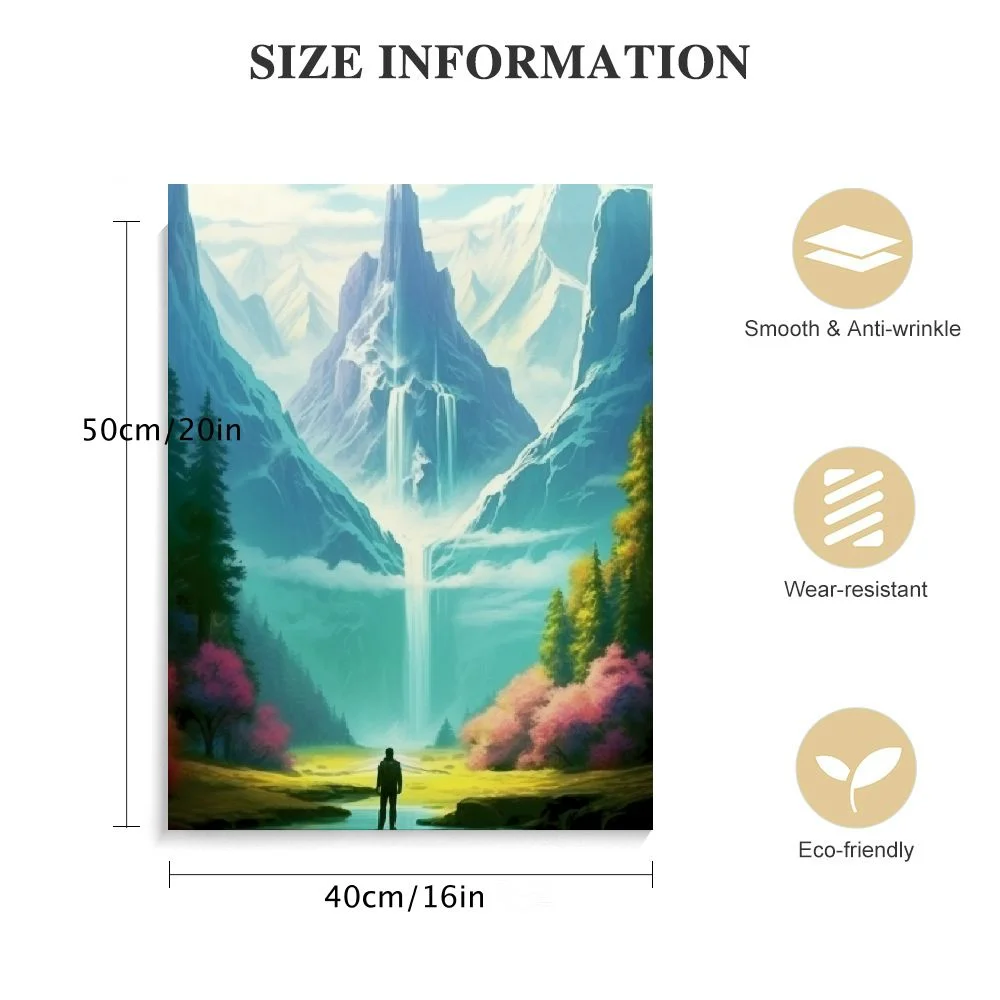 PIKWEEK  Nature Wall Art Print Colorful Landscape Painting, Nature Scenery Wall Art, Waterfall Pictures Nature Decor, Lake Mountain Scenic Posters, Forest Pictures for Home Decor