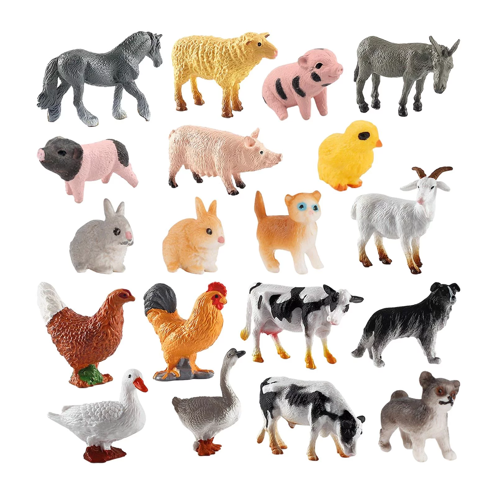19 Pieces Farm Animal Model Set Simulation Animals Figures Handmade Realistic Animals Playset for Educational Learning Toys Party Favors