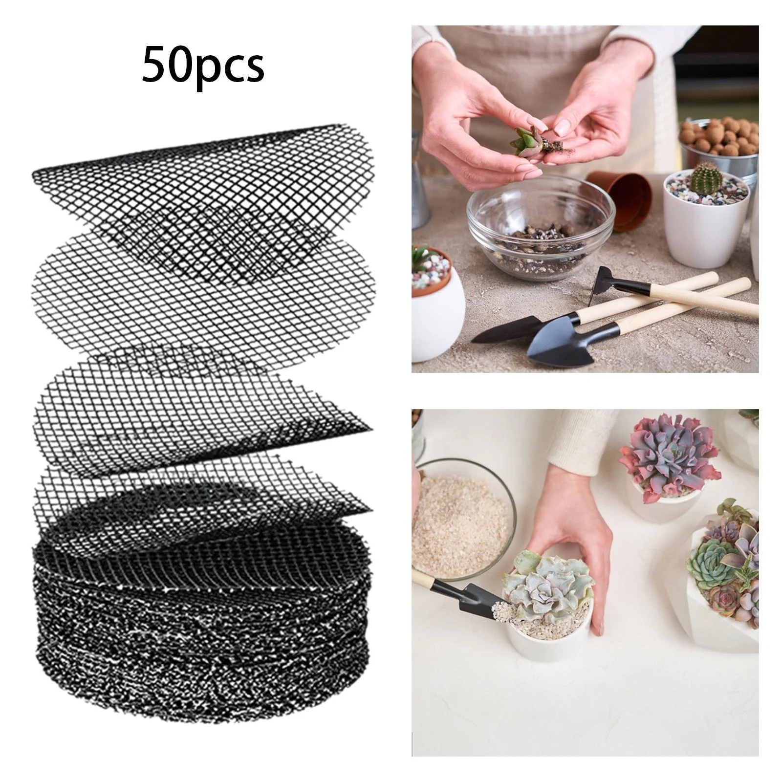 kesoto 50 Pieces Bonsai Pot Bottom Mesh Plant Pot Drainage Hole Screens,Polyester Gardening Gifts Flower Pot Hole Mesh Pad Diameter 10cm