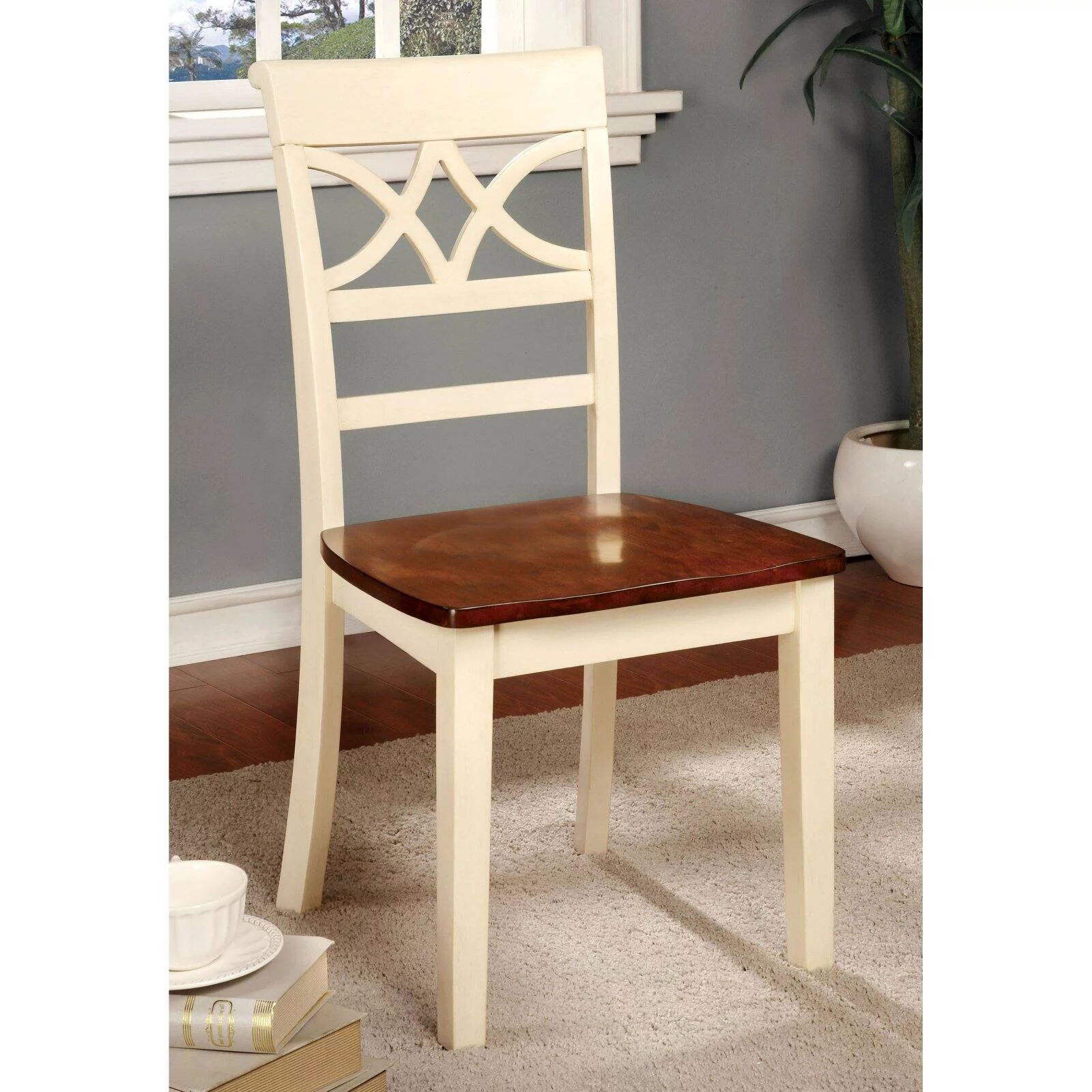 Furniture of America Seaberg Country 2 Tone Chair - Set of 2