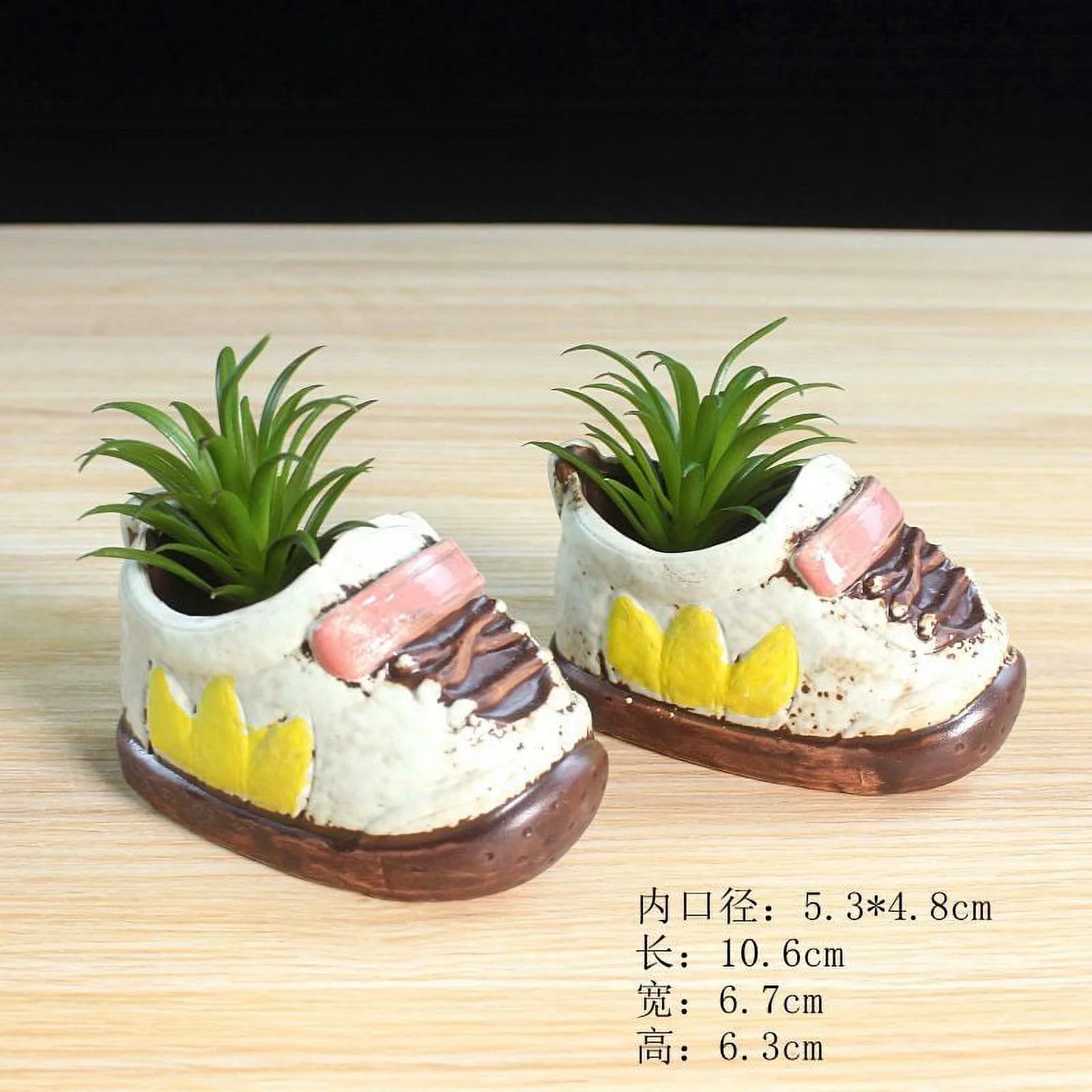 LivNxt Ceramic Succulent Planter - Hand-Painted Shoe Design, Korean Style