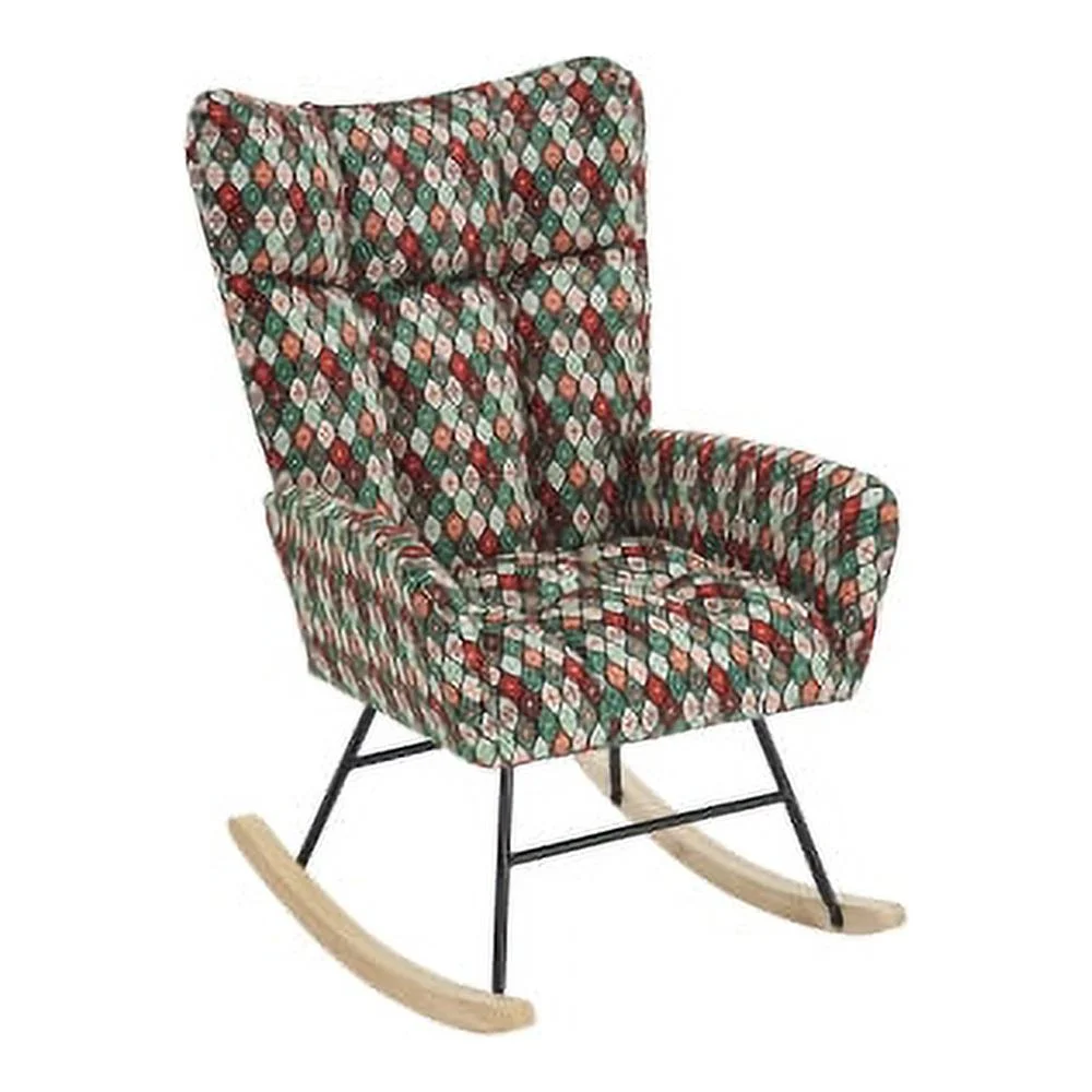 Rocking Chair Nursery, Solid Wood Legs Reading Chair withTeddy Fabric Upholstered