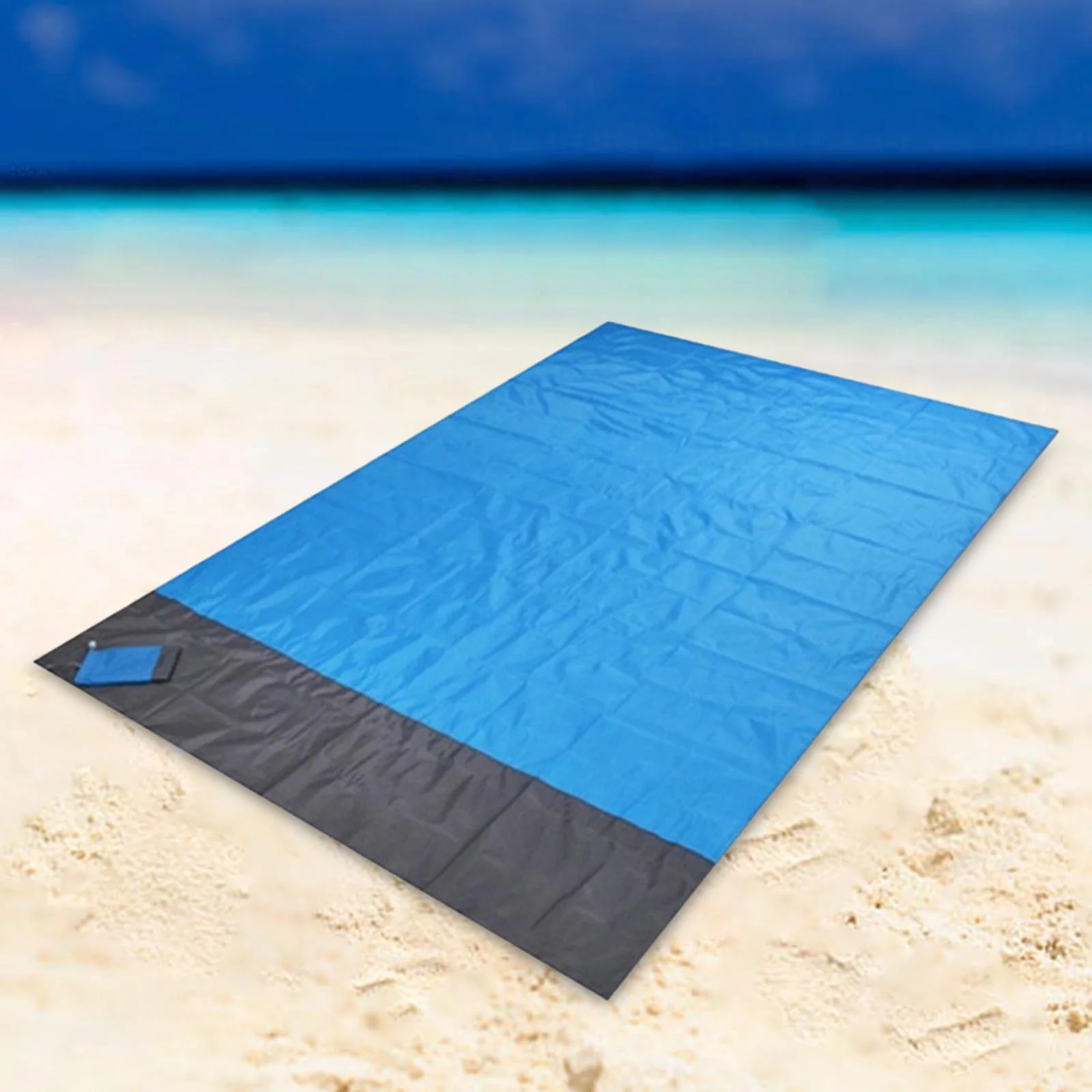 Picnic Blanket Beach Blanket with Storage Bag Foldable Compact Beach Mat Camping Mat for Hiking Backpacking Playground Travel Garden Blue 140cmx200cm