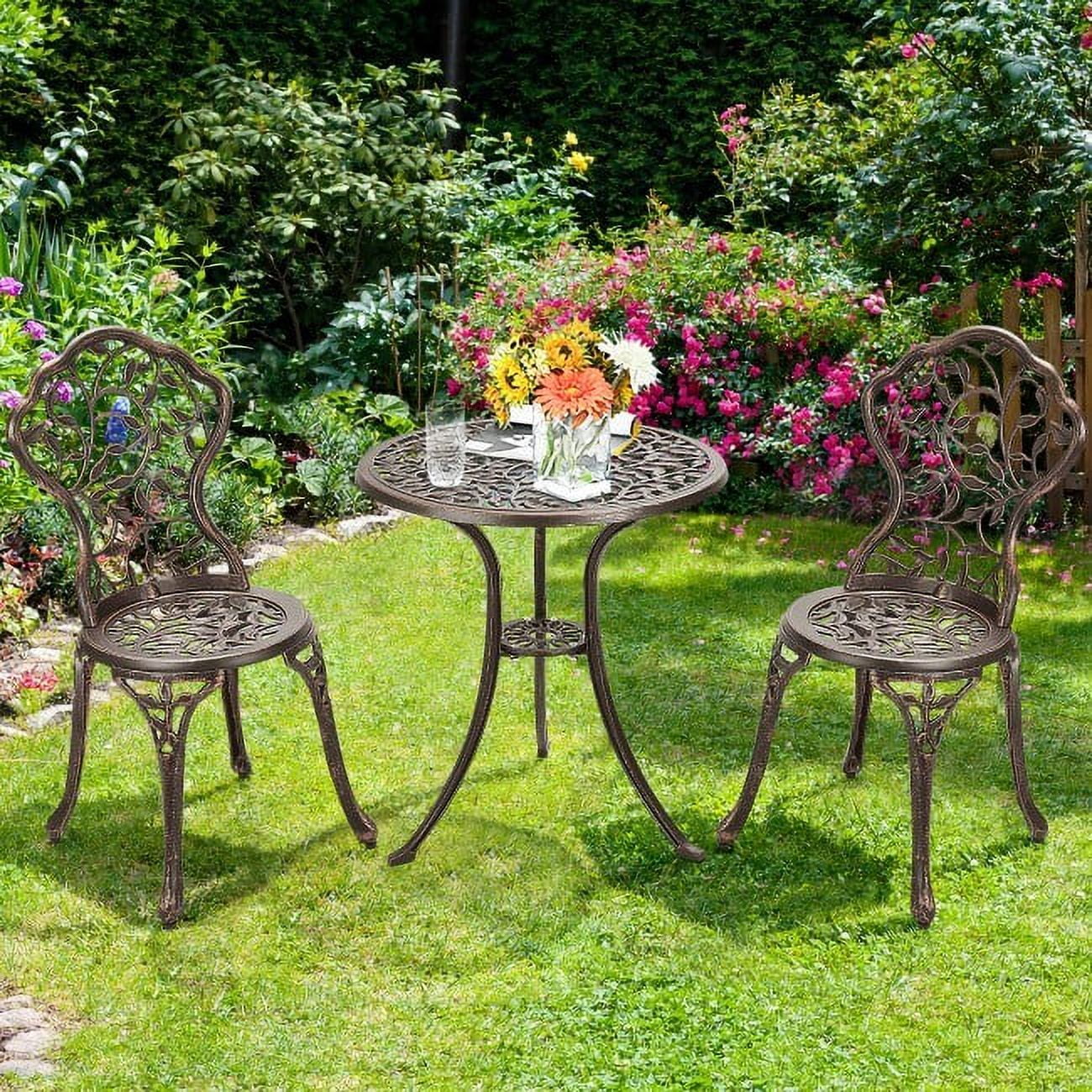 3-Piece Cast Aluminum Bistro Set - 3 pieces (1 table and 2 chairs) - 20.0 - Upgrade your outdoor space with style and durability!