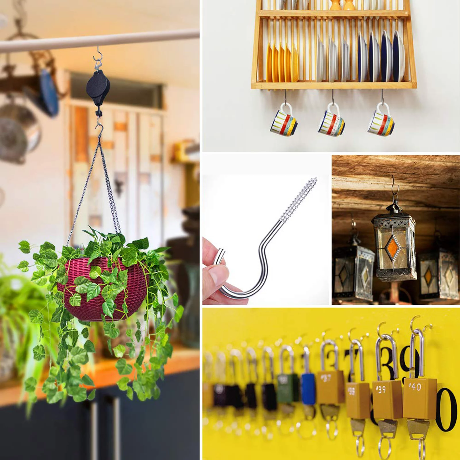 EEEkit Black Plastic and Metal Plant Hangers (2 Pack)