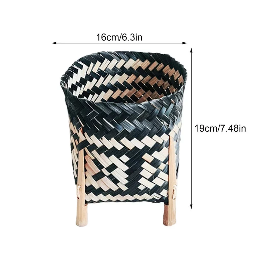 Tiabiaya Hand-Woven Straw Flower Basket Household  Basket Vase Japanese-Style Dried Barley Flower Vase W/ Tripods