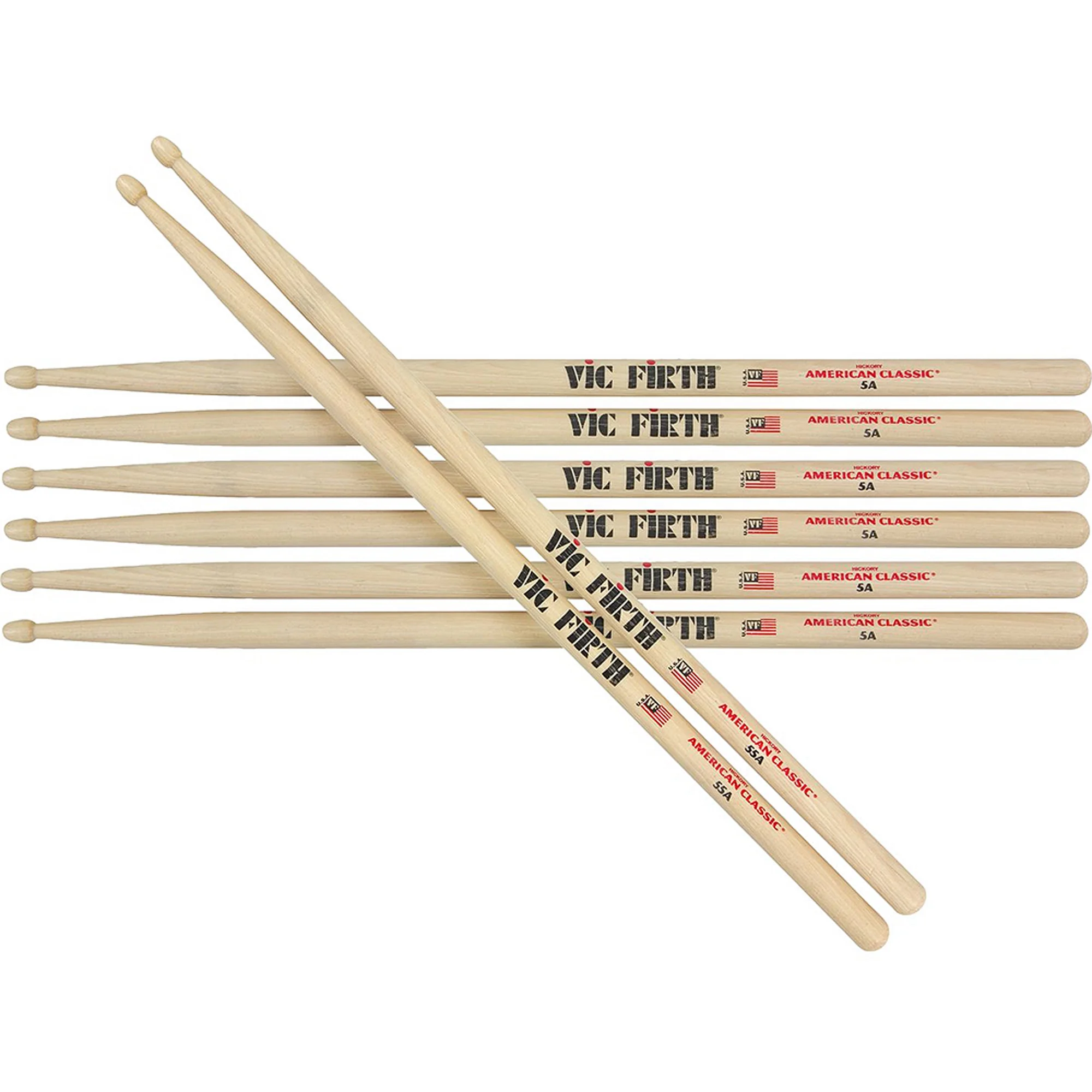 Vic Firth 5A American Classic Wood Tip Drumsticks - 4 For The Price of 3!