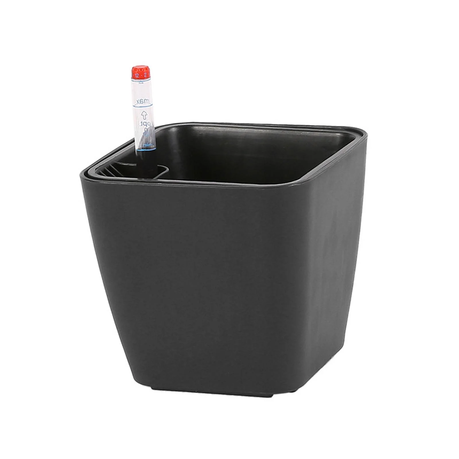 SunniMix Self Watering Plant Pot with Water Level Indicator for Orchids Cacti Black