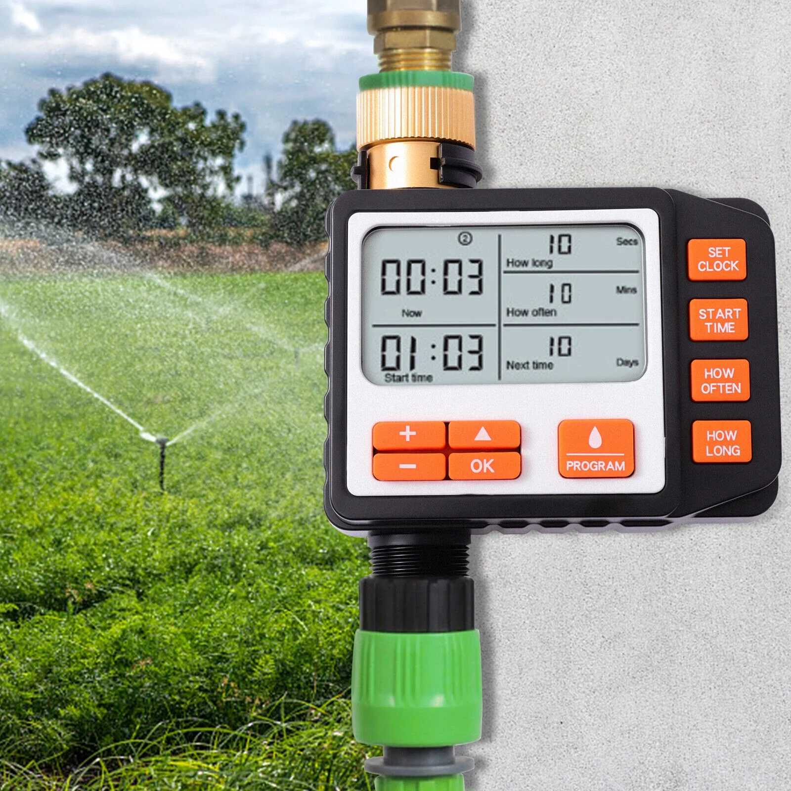 Miumaeov Water Timer 1-Outlet Programmable Hose Faucet Smart Timer Automatic Watering System Outdoor Controller Timer LCD Display for Irrigation