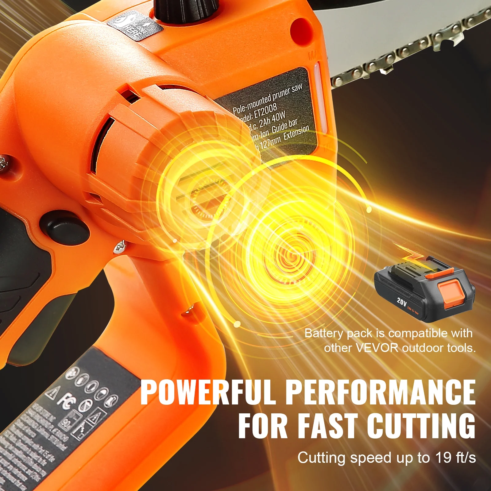 SKYSHALO  2-in-1 Cordless Pole Saw & Mini Chainsaw, 20V 2Ah Battery Pole Chainsaw, 5