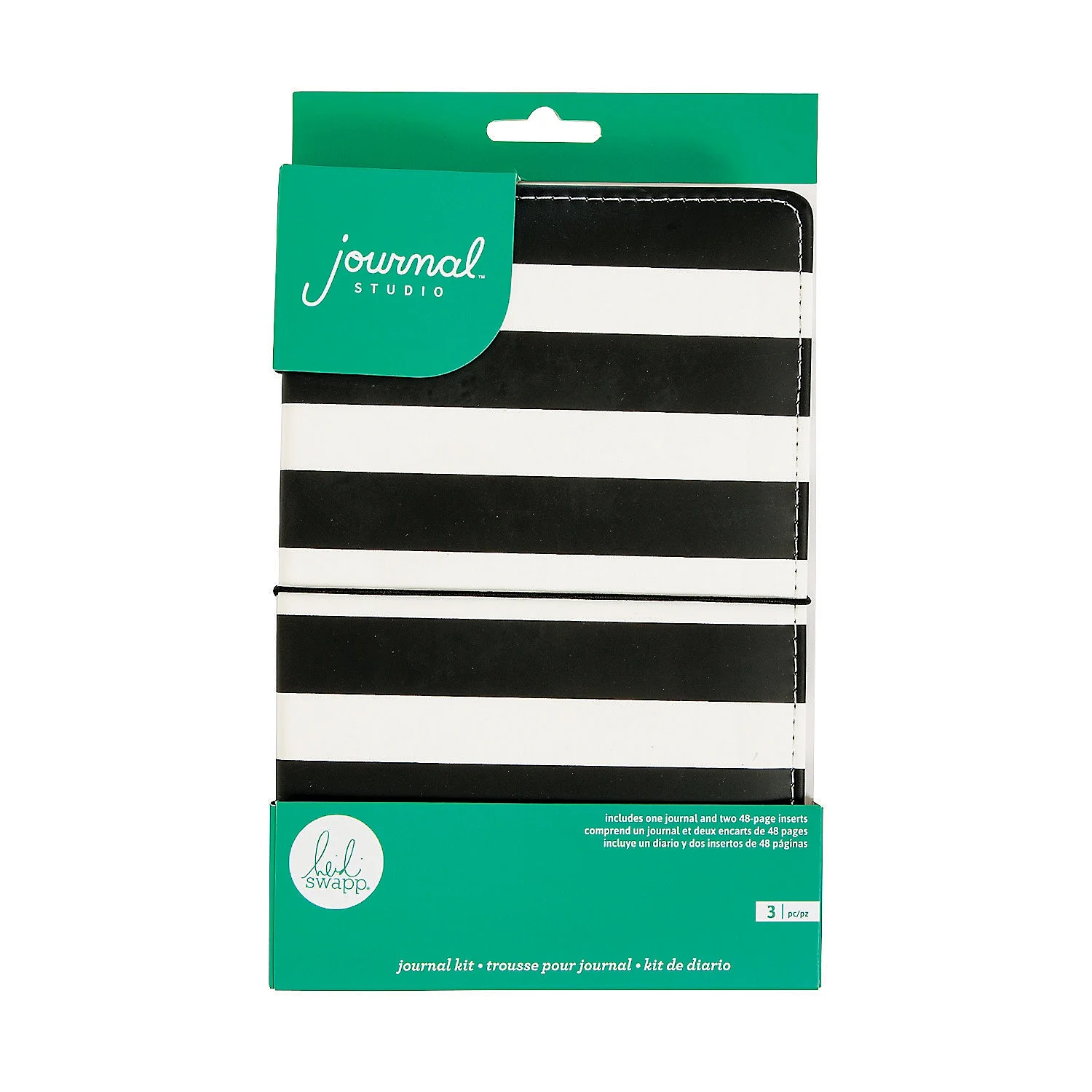 Black/White Stripe Journal Kit (3Pc) - Craft Kits - 3 Pieces