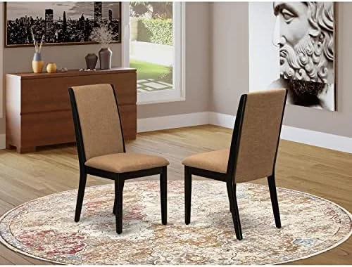 GEROBOOM LAP0T15 Lancy Parson Kitchen Baby Blue Fabric Upholstered Dining Chairs    Wirebrushed Linen White