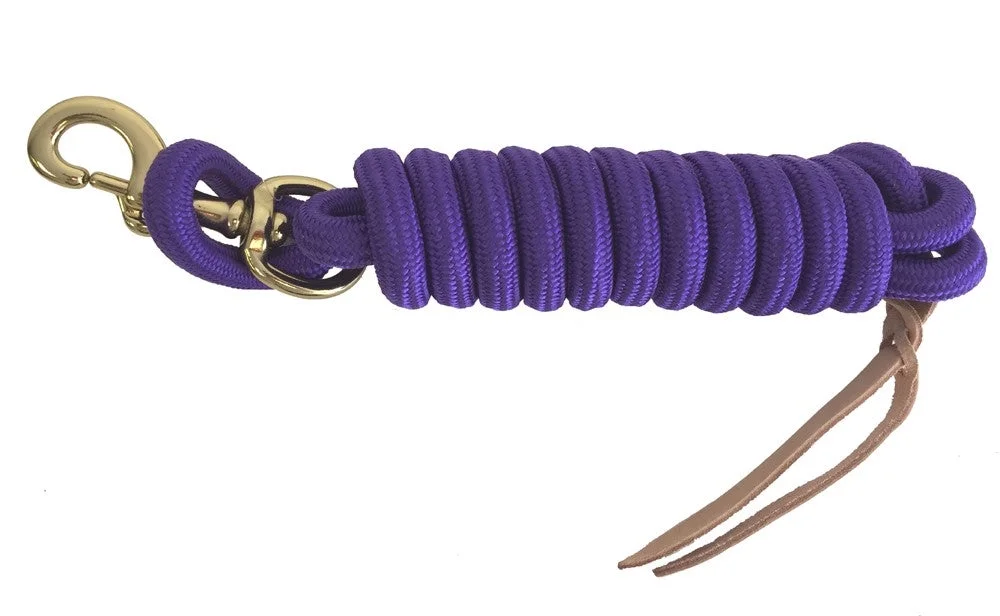 AJ Tack 9 Foot Nylon Lead Rope with Leather Popper Purple