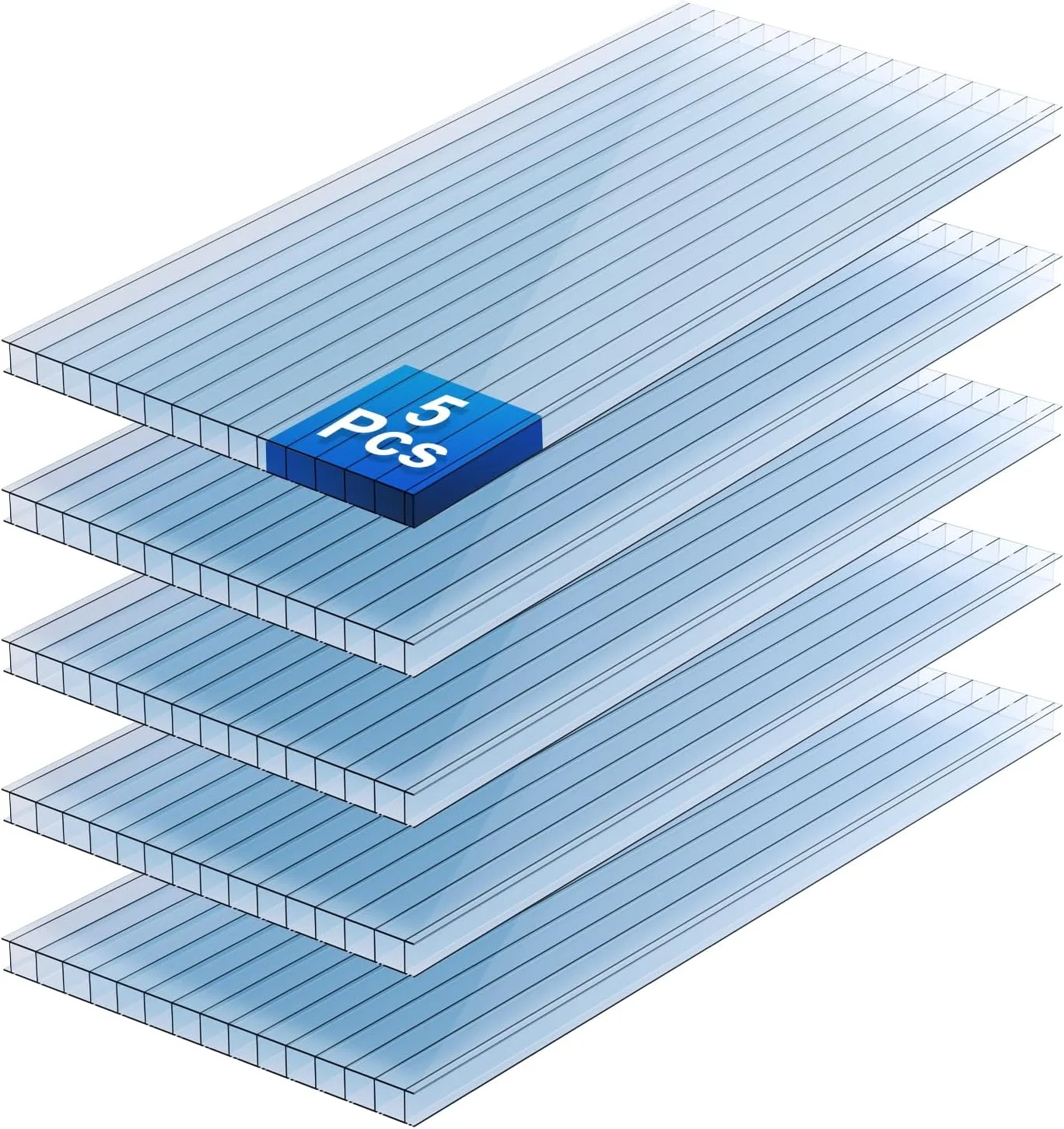 5 Pieces 4' x 2' x 0.32'' Polycarbonate Greenhouse Panels Twin-Wall Polycarbonate Sheet Waterproof UV Protected Reinforced Clear Sheets, Panels use for Greenhouse, Outdoor, Plant Stand Roof
