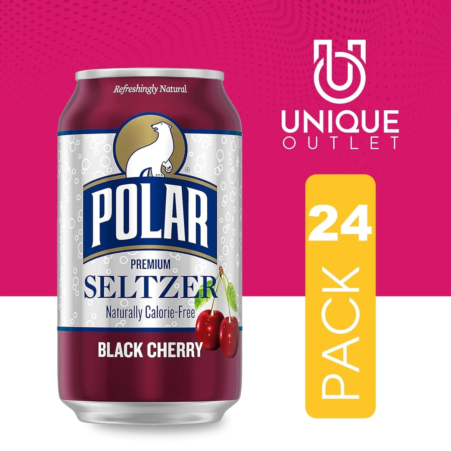 Polar Seltzer 24 Pack Of Black Cherry Premium Sparkling Water 12 Fl Oz Can  1 Silicone Can Lid And 1 Can Opener By Brand