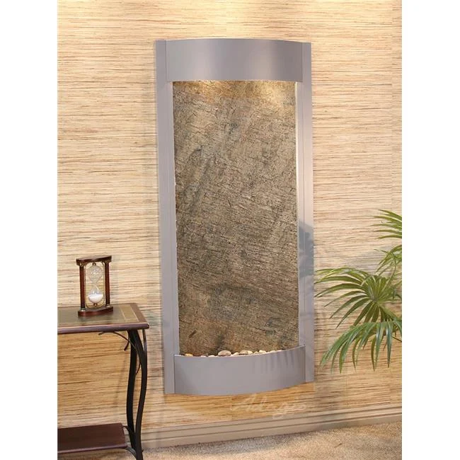Pacifica Waters Silver Metallic Green Featherstone Wall Fountain