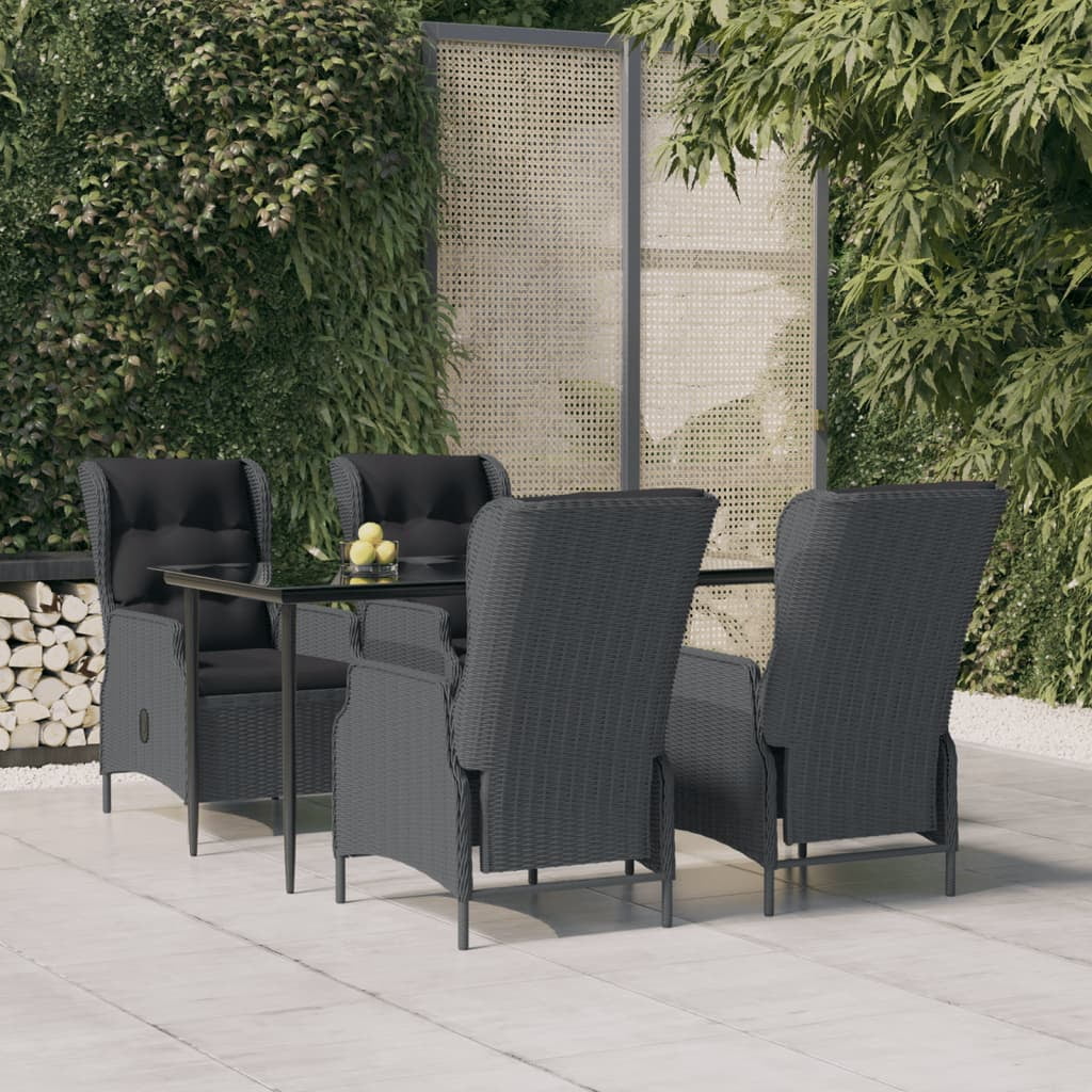 Dcenta 5 Piece Patio Dining Set Dark Gray Poly Rattan