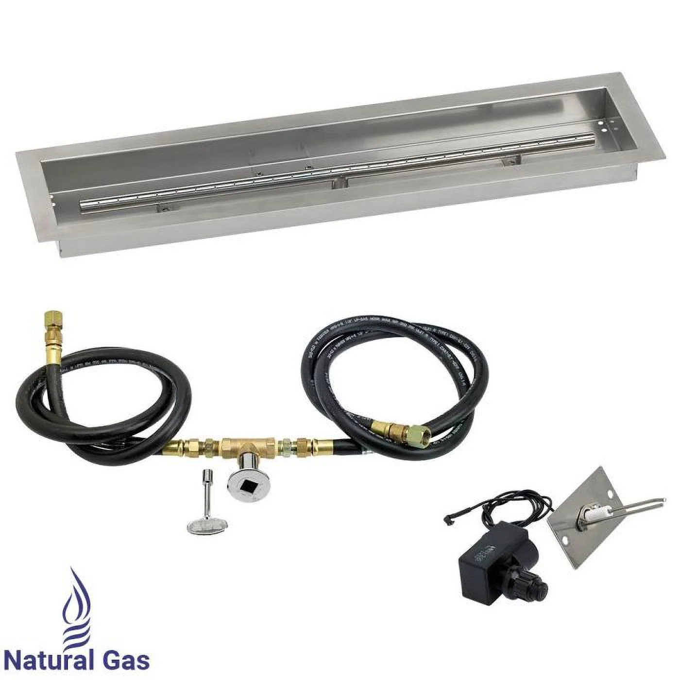 American Fireglass  48 x 6 in. Linear Drop-In Pan with Match Light Kit - Natural Gas