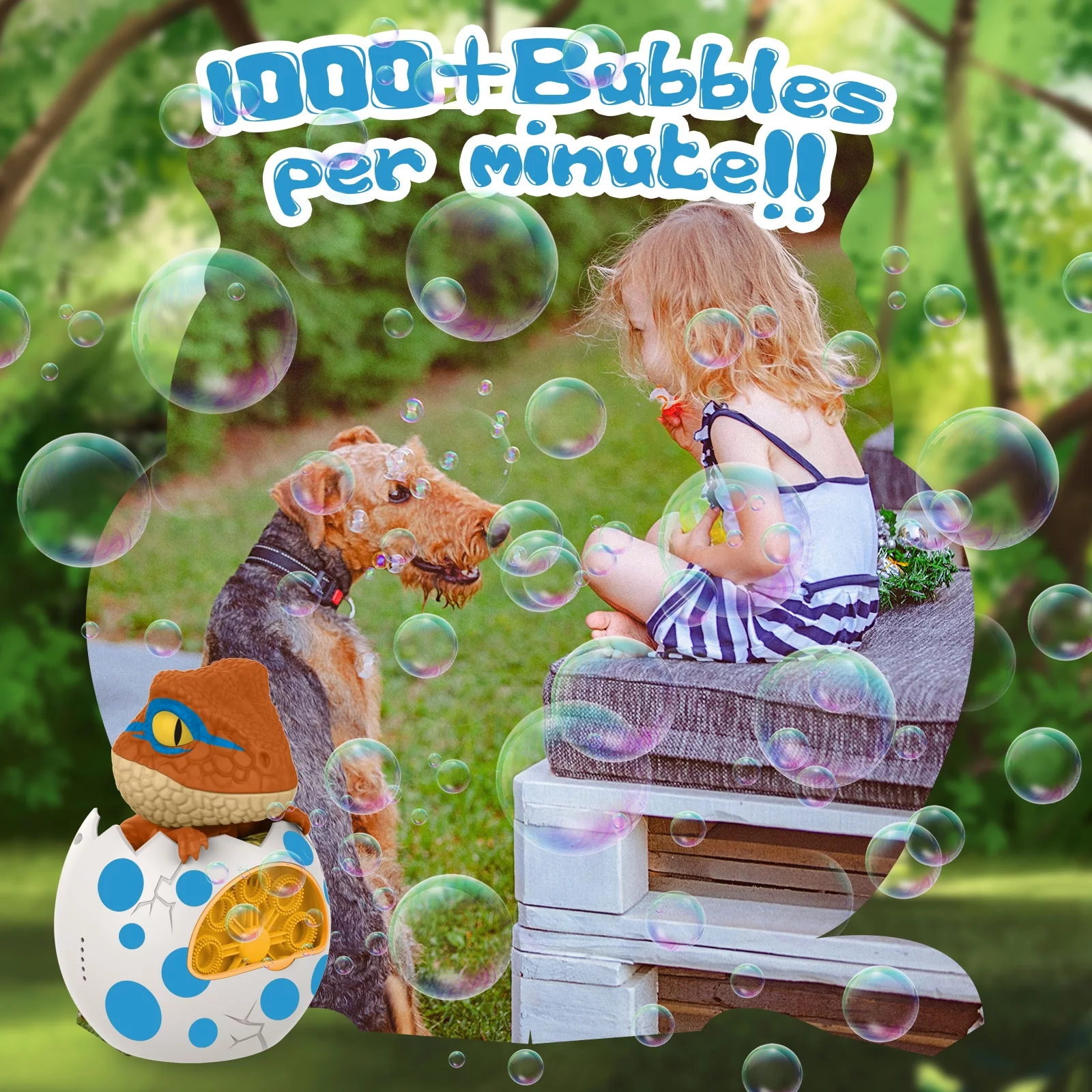 Grarg Dinosaur Bubble Machine Toys for Age 3+ Toddlers Automatic Blower with Refill Solution & 8 Wands Machine 1000+ Bubbles Per Minute Boys Girls Baby Bath Toys Gift Indoor Outdoor Party