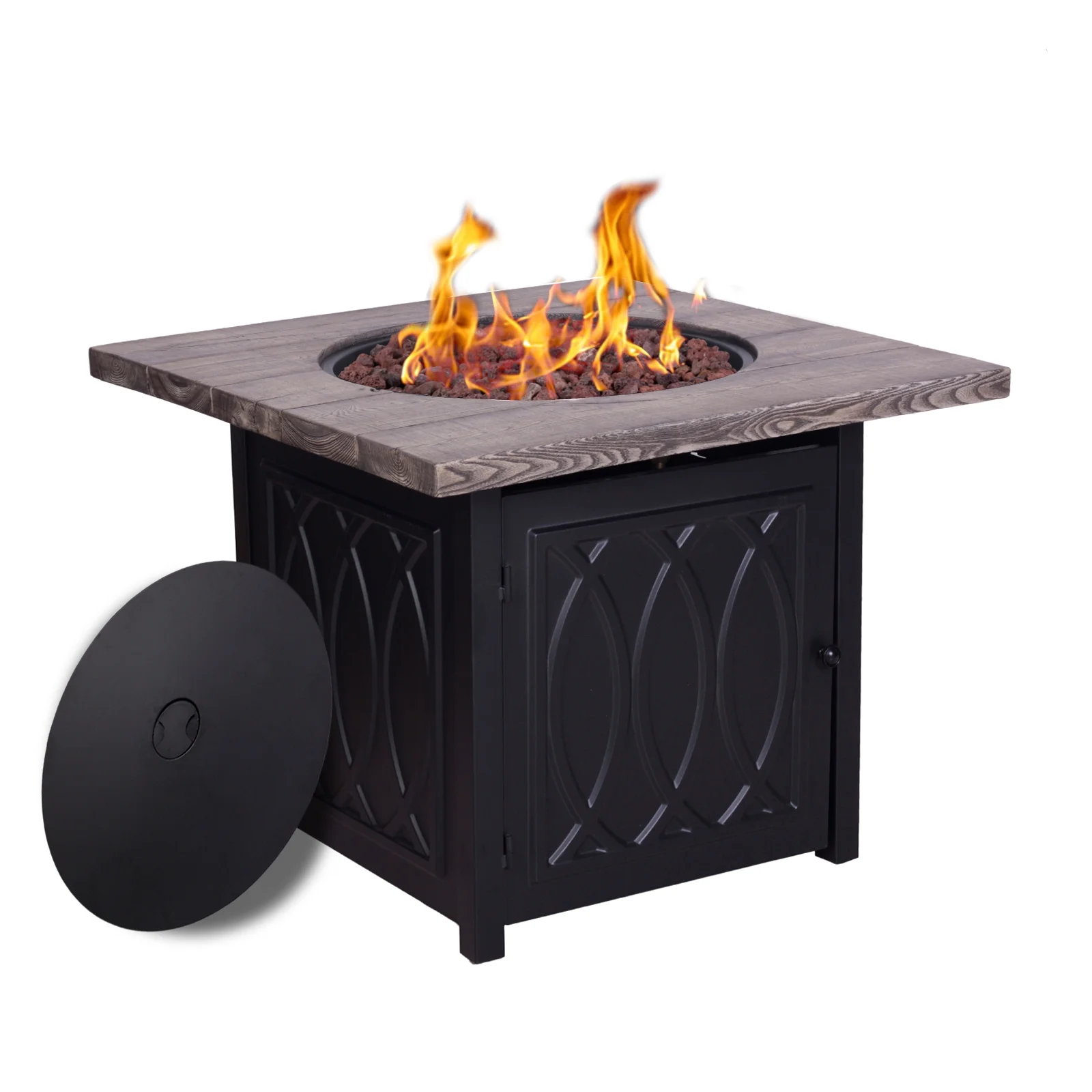 Terrafab Top + Metal Base Firepit Internal Gas Tank KD Round