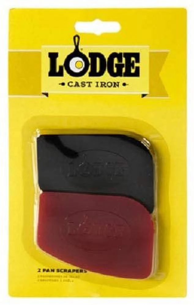 Lodge SCRAPERPK Durable Polycarbonate Pan Scrapers, Red and Black, 2-Pack 3, Black