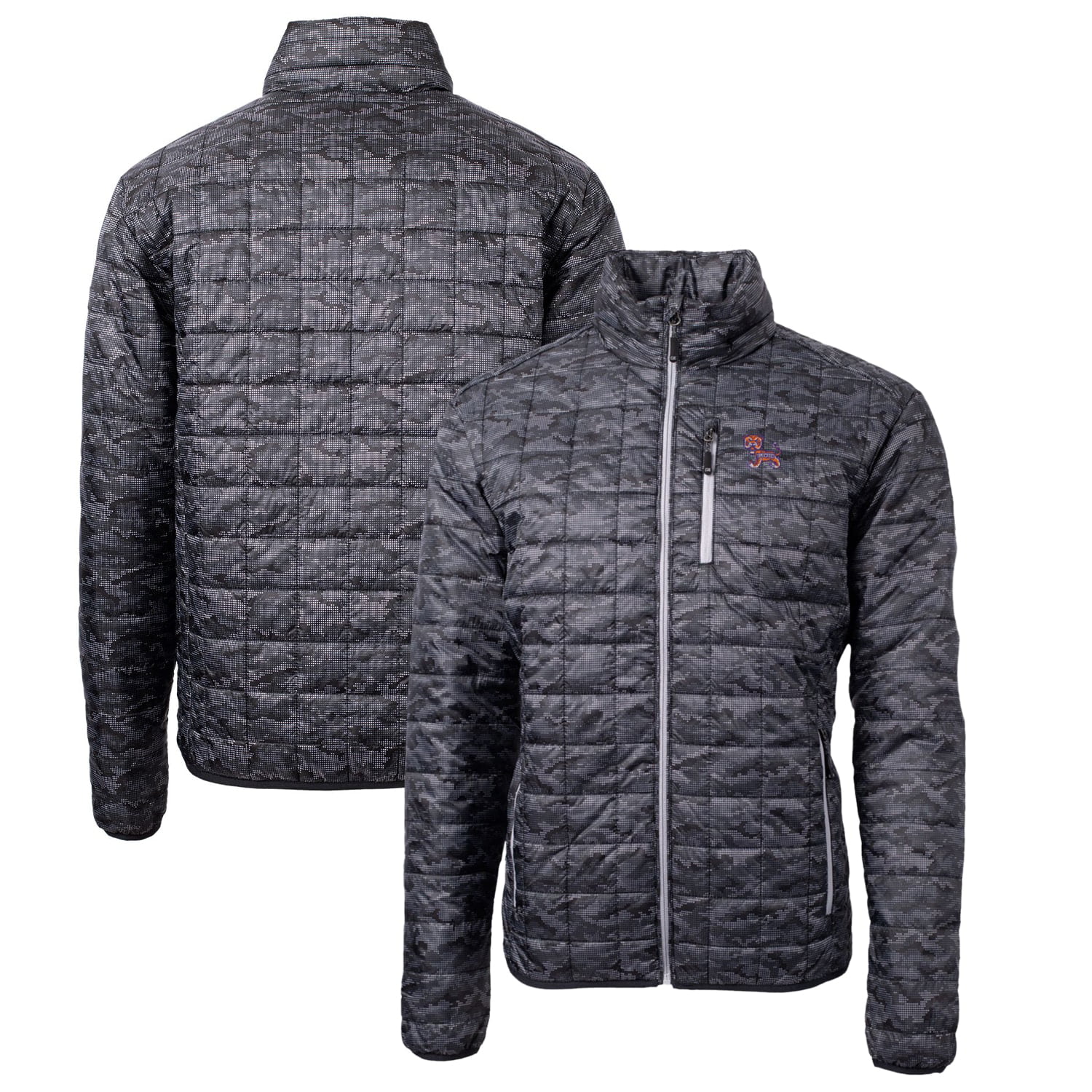 Cutter & Buck Black Clemson Tigers Primary Team Logo Rainier PrimaLoft Eco Insulated Printed Full-Zip Puffer Jacket