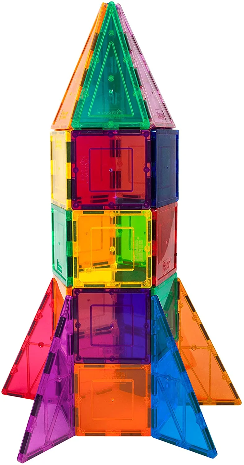 Terra 32 Piece Magnetic Building Block Rocket Booster Theme Set Magnet Construction Toy Educational Kit Engineering STEM Learning Playset Child Brain Development Stacking Blocks Playboard PT32