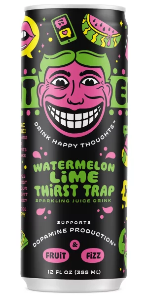 Illicit Elixirs Watermelon Lime Thirst Trap - Sparkling Juice Drink - Supports Dopamine Production - 12 Pack - 12 Oz Cans