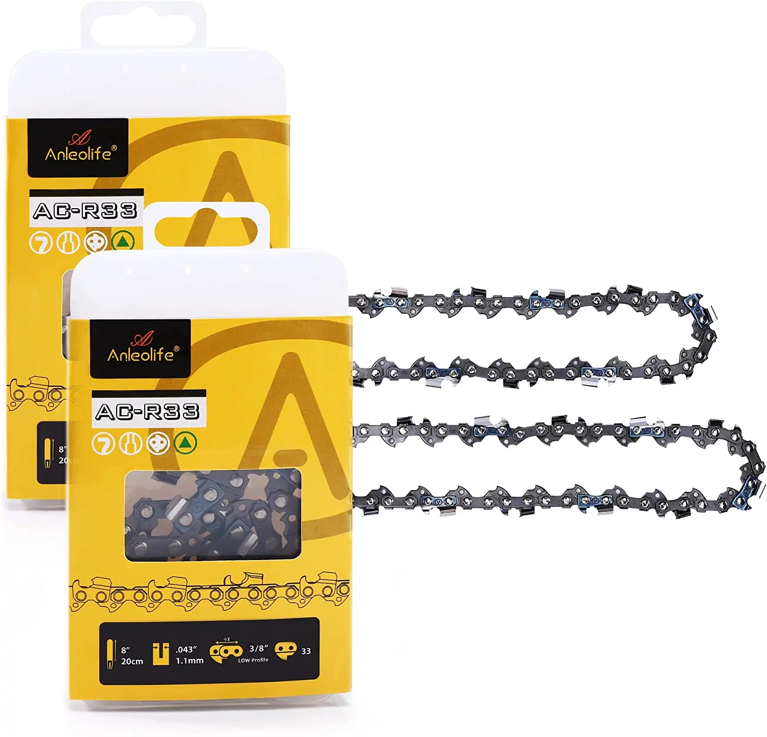 AC-R33 Semi Chisel Chainsaw Chain for 8 inch Bar .043