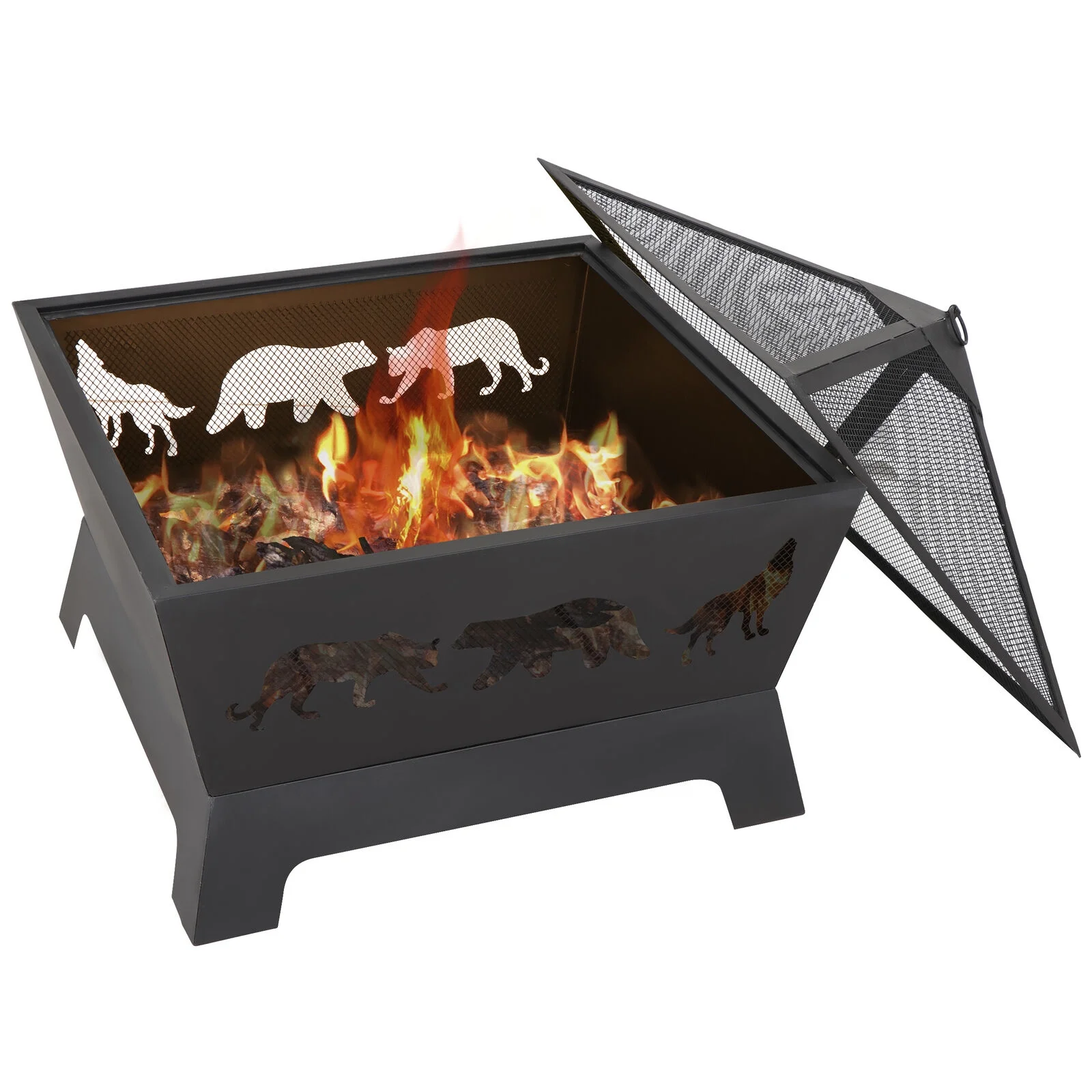 Outdoor Fire Pit Wood Burning Heater Deck Backyard Patio Steel Fireplace