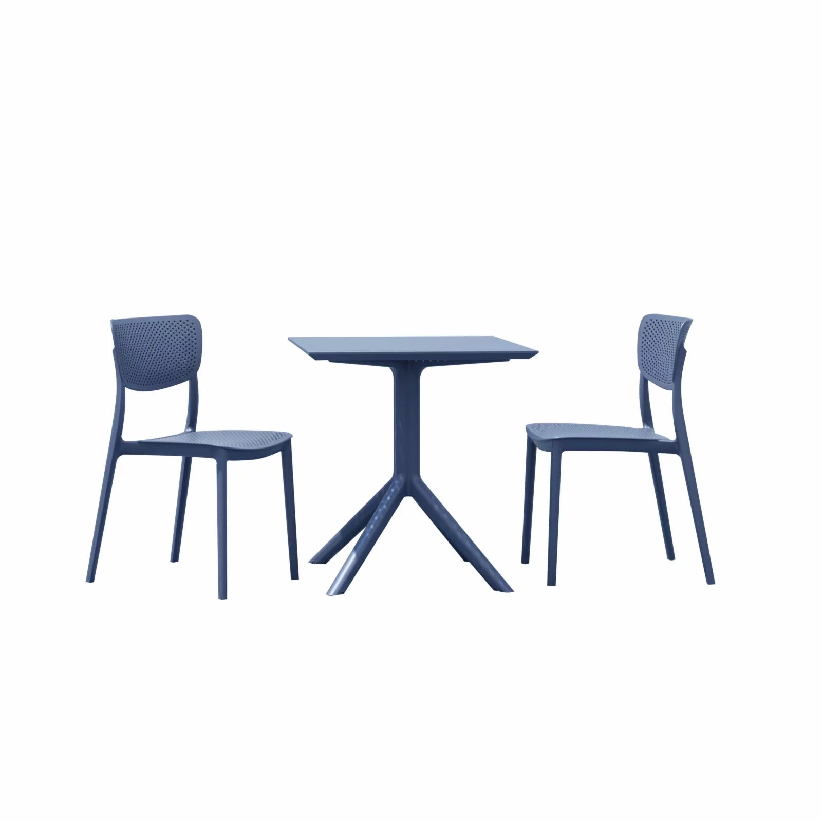 Compamia Lucy 3 Piece Outdoor Bistro Set with 24 inch Square Table Top Black