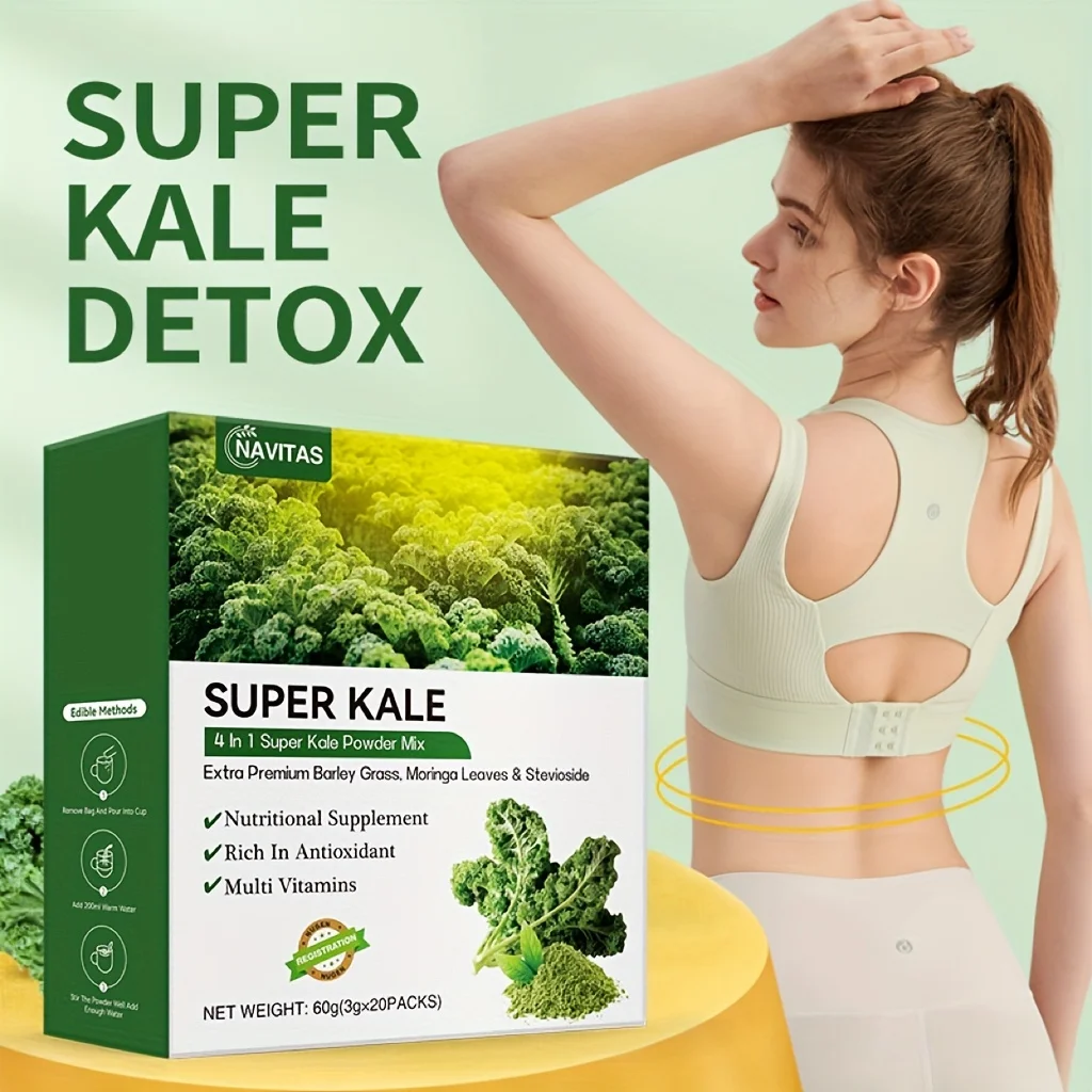 Navitas, 1pack 1.33LB (20pcs) Natural Super Kale Powder Mix, 4-in-1 Extra Premium Blend With Barley Grass, Moringa & Stevioside, Rich In Antioxidant & Vitamins, Dietary Supplement For Immune Support