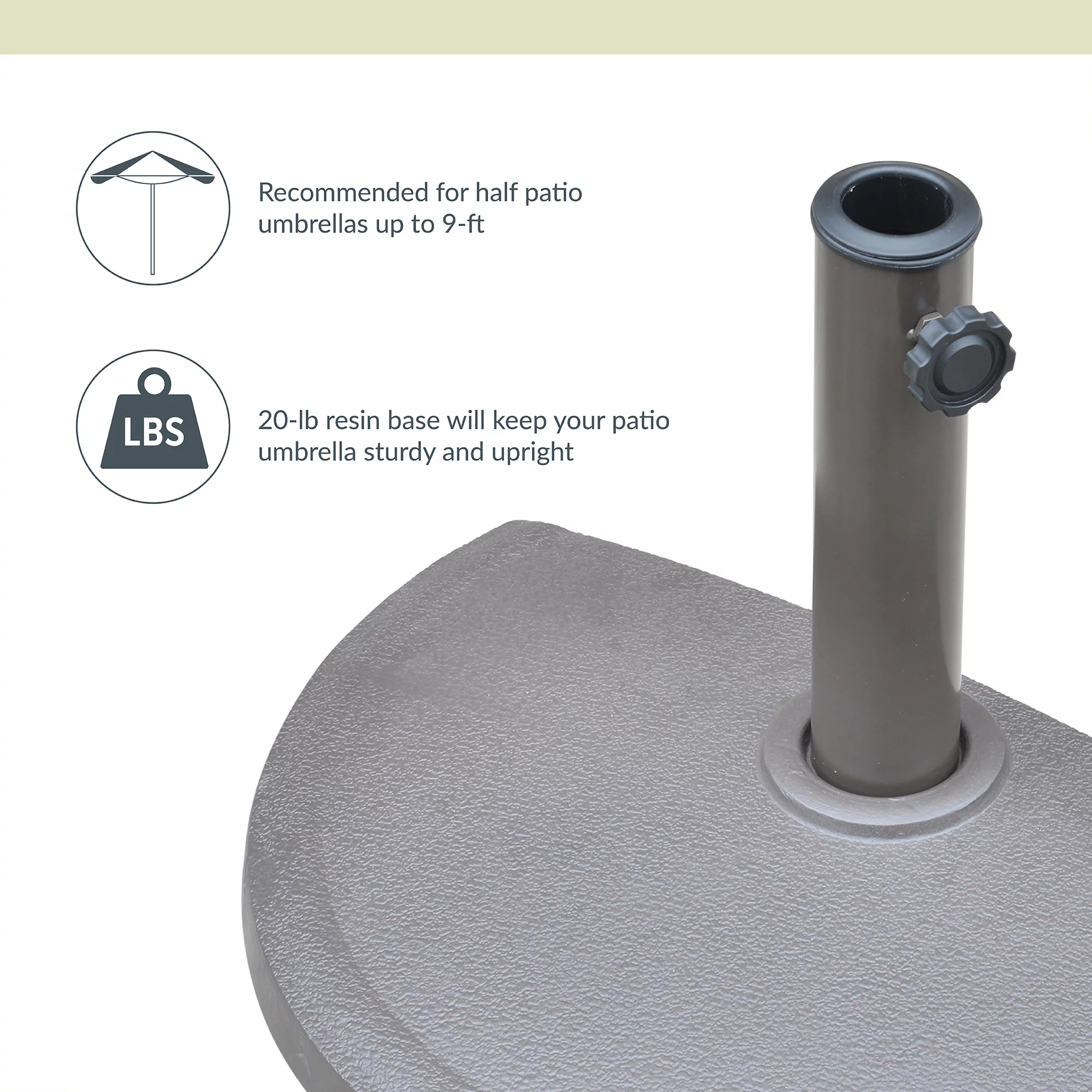 Island Umbrella 20 lbs Bronze Semicircle Resin Patio Umbrella Base