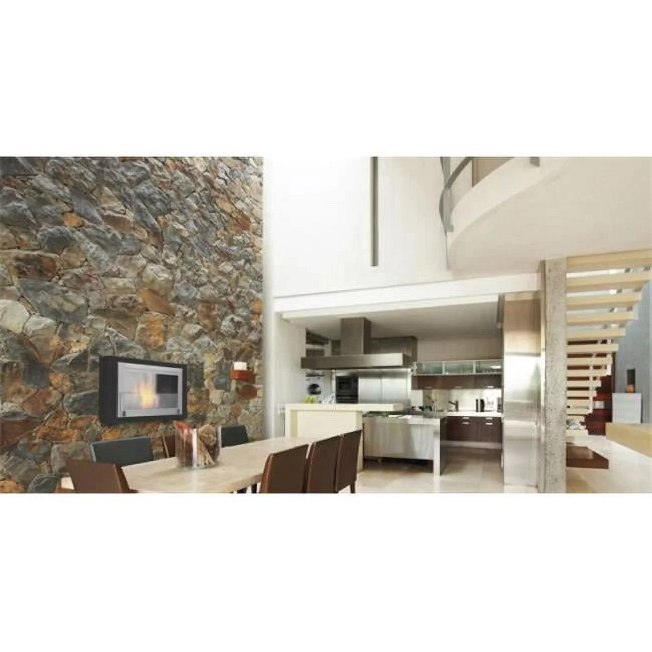 Eco-Feu WU-00129-SB Montreal Matte Black With Stainless Interior Burner