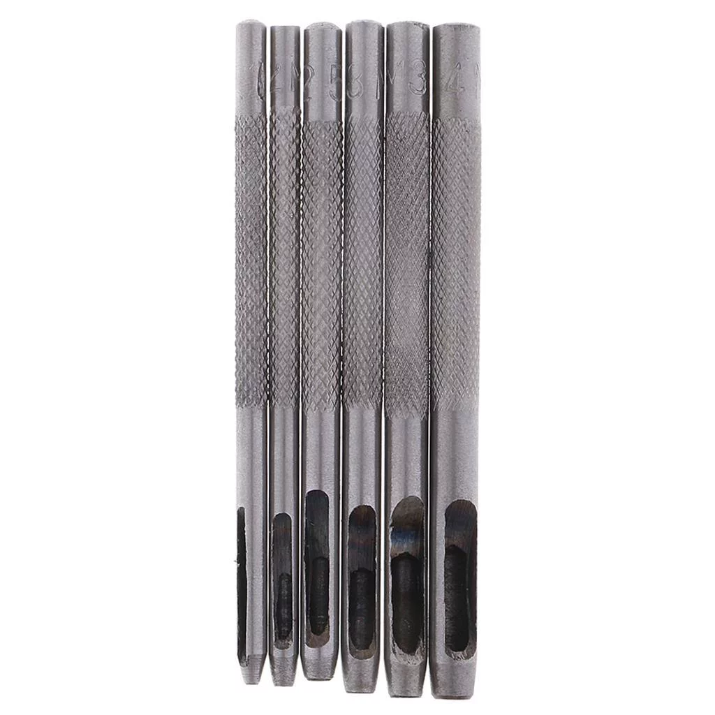 6 Pieces 1-4mm Hollow Hole Steel Punch Cutter Tools For Leather