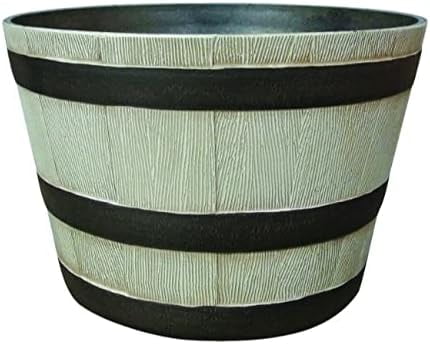 Resin Whiskey Barrel Planter Birch Black Modern Contemporary