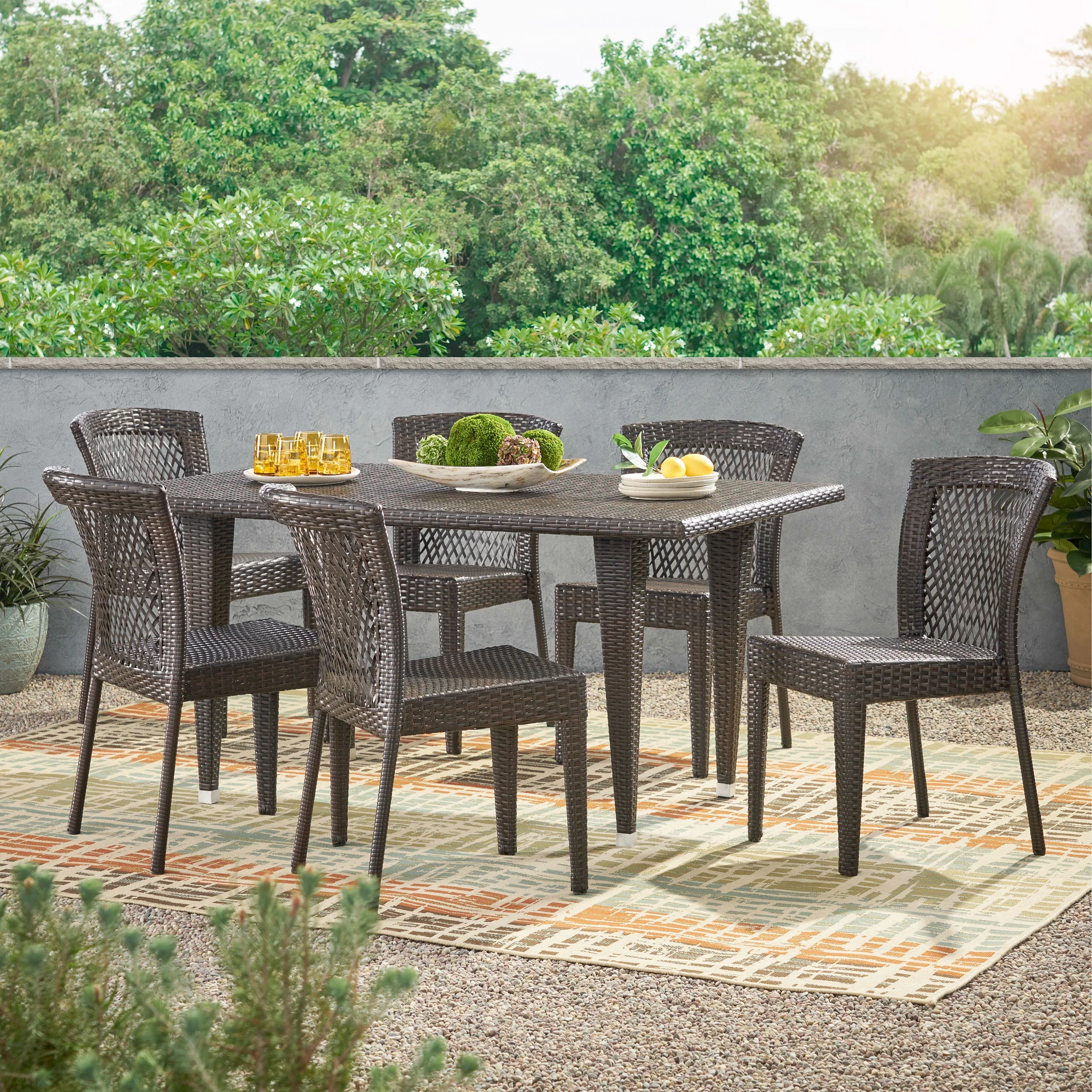 Perez 7-piece Outdoor Dining Set, Multibrown
