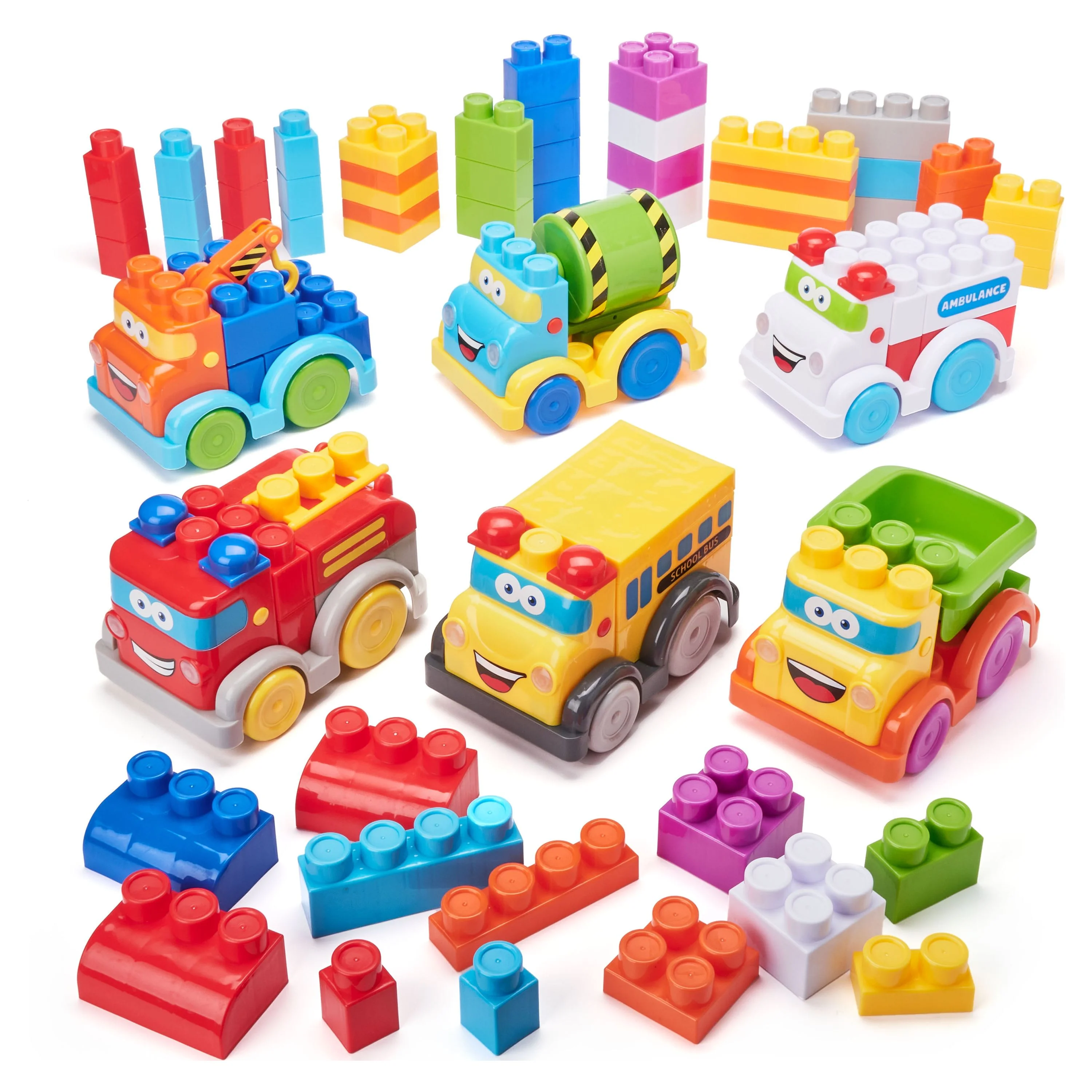 Kid Connection Deluxe Vehicles Play Set Plastic Blocks (98 Pieces)
