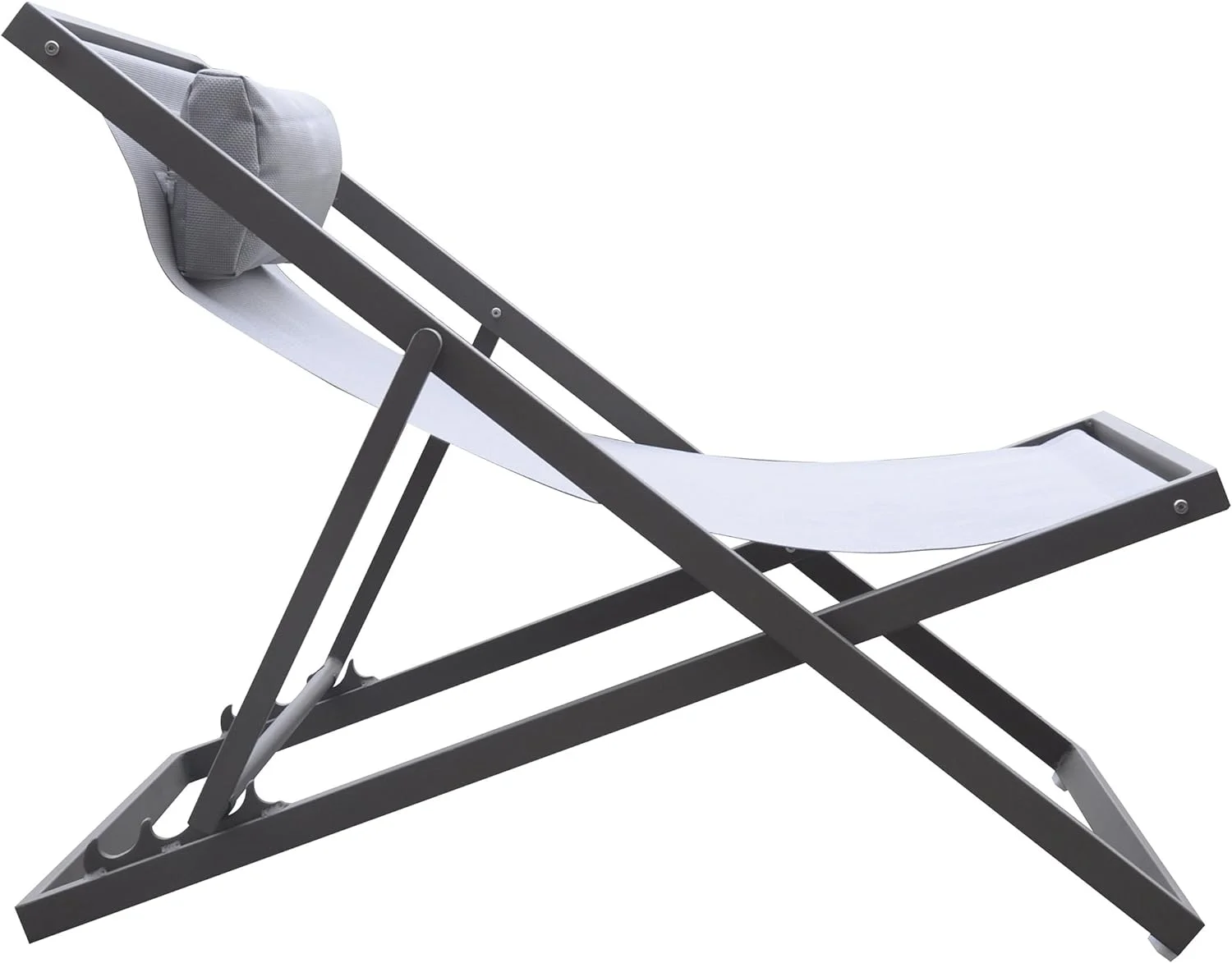 Patio Aluminum Deck Chair, Grey Powder Coated Finish