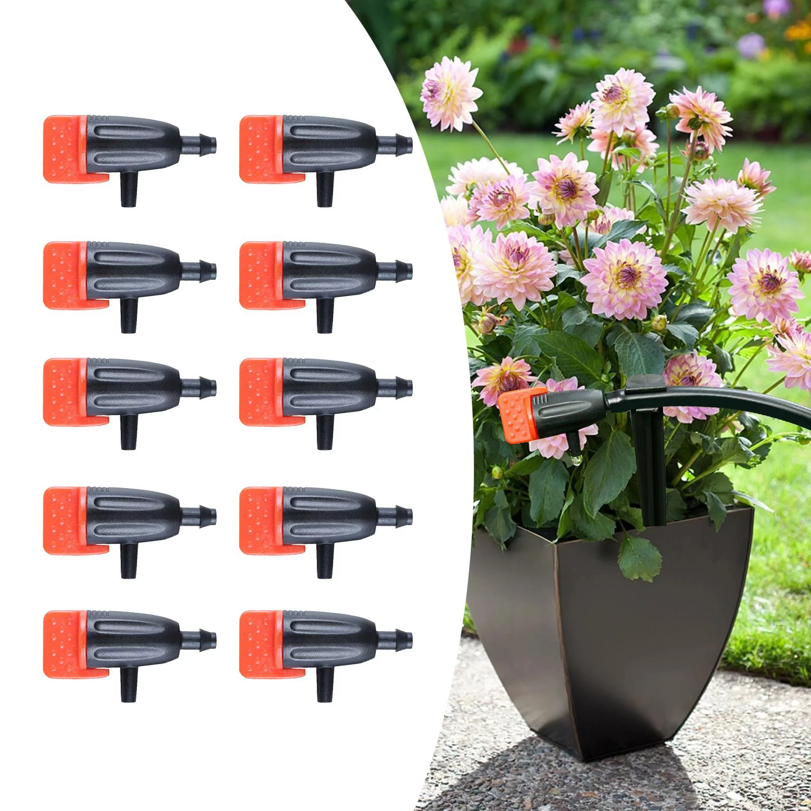 10x Irrigation Dripper Drips Emitters Adjustable Lawn Watering System Connecter 1/4'' Sprinklers Gardens Farm Micro Drips Dripper Sprinklers
