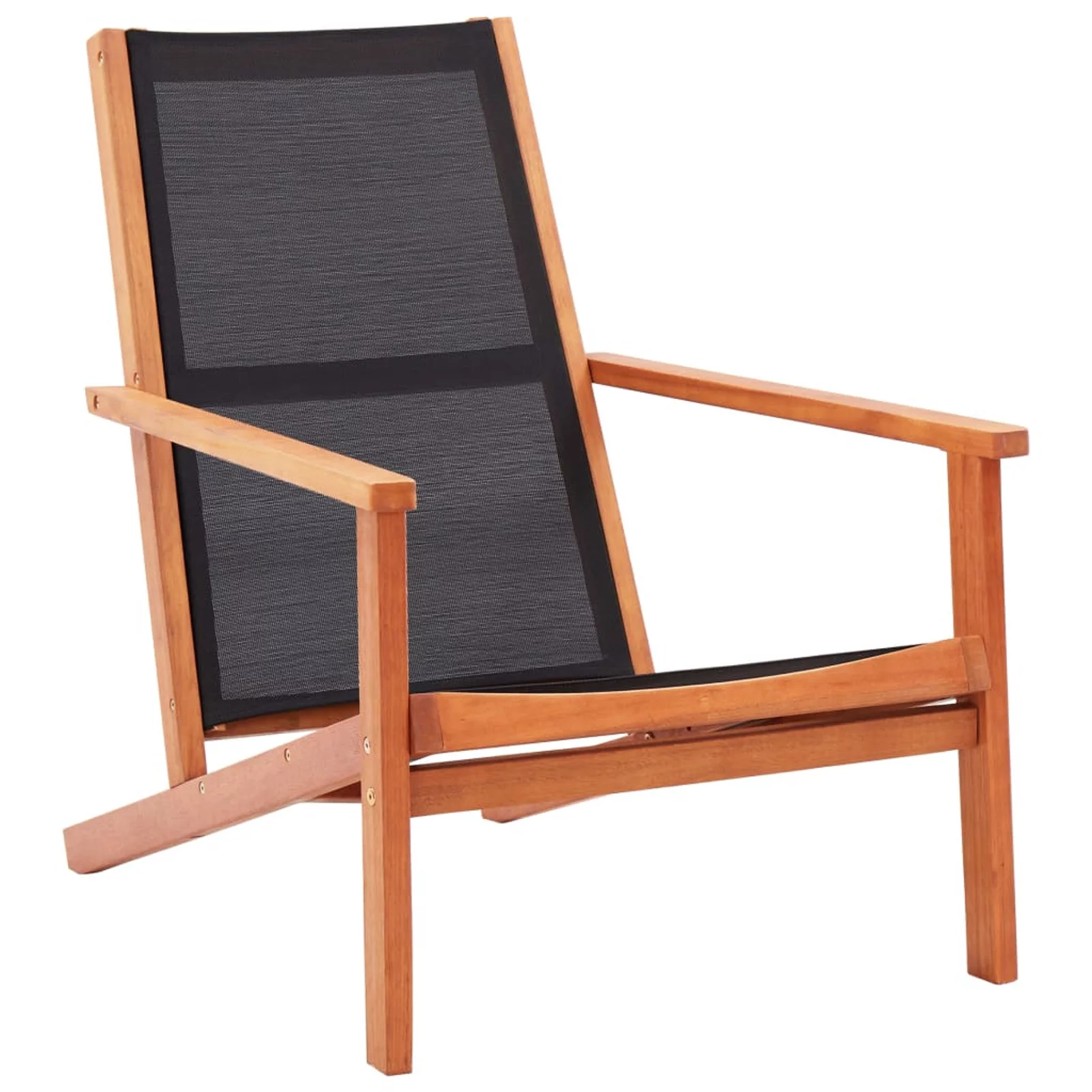 Dcenta Patio  Chair Eucalyptus Wood and Black Textilene Garden Chairs for Balcony, Backyard,  Indoor Furniture 25.2 x 36.2 x 32.7 Inches (W x D x H)