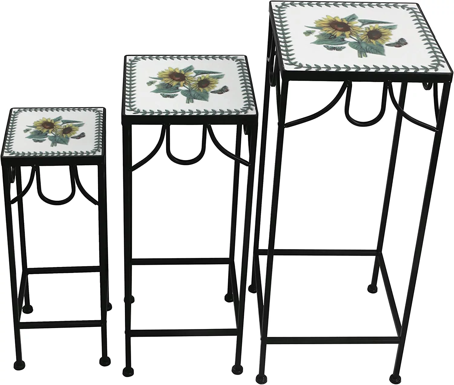 Zaer Ltd.  Marisol Square Nesting Iron Mosaic Plant Stands - Set of 3