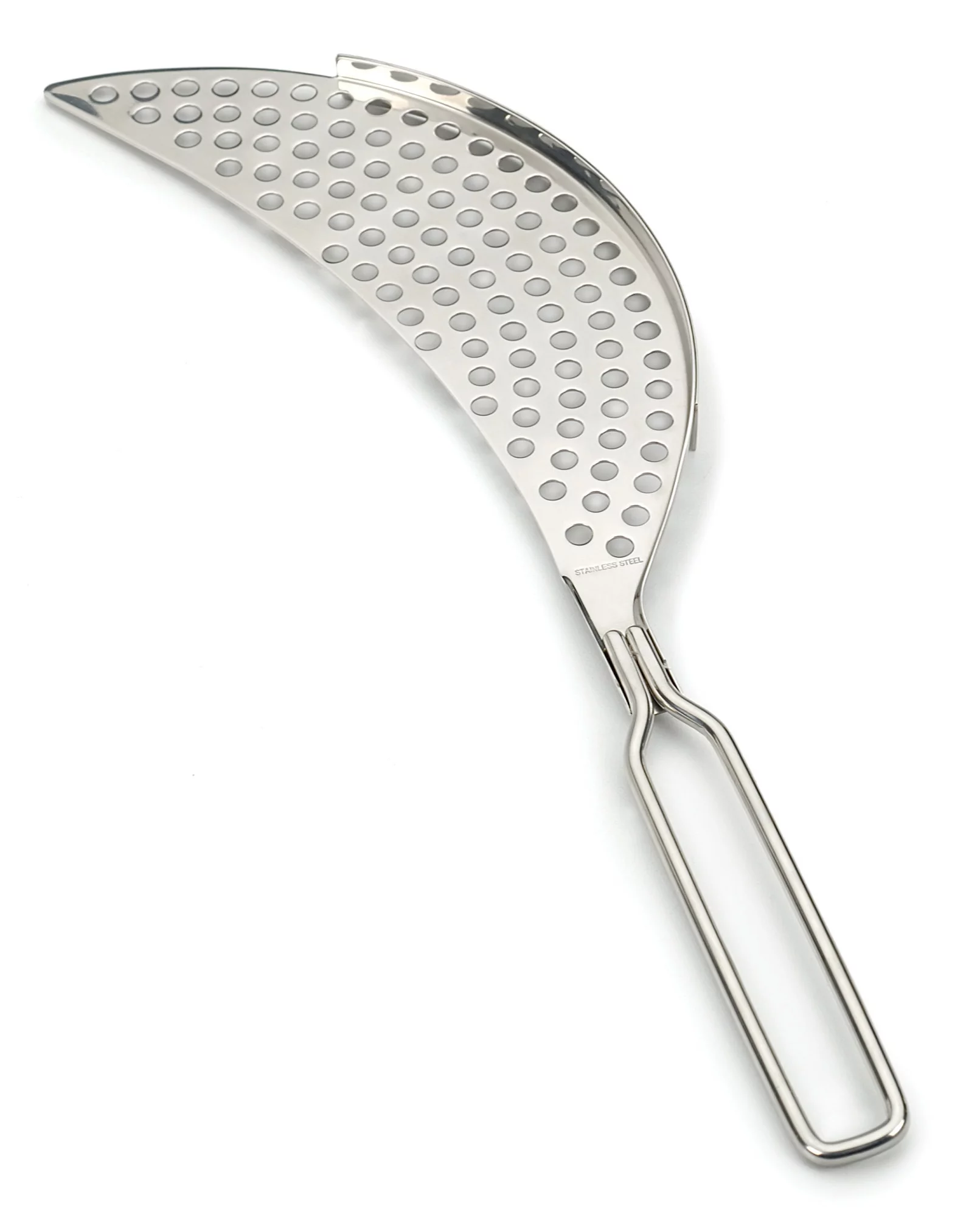 Silver Stainless Steel Pierced Crescent Pot Strainer